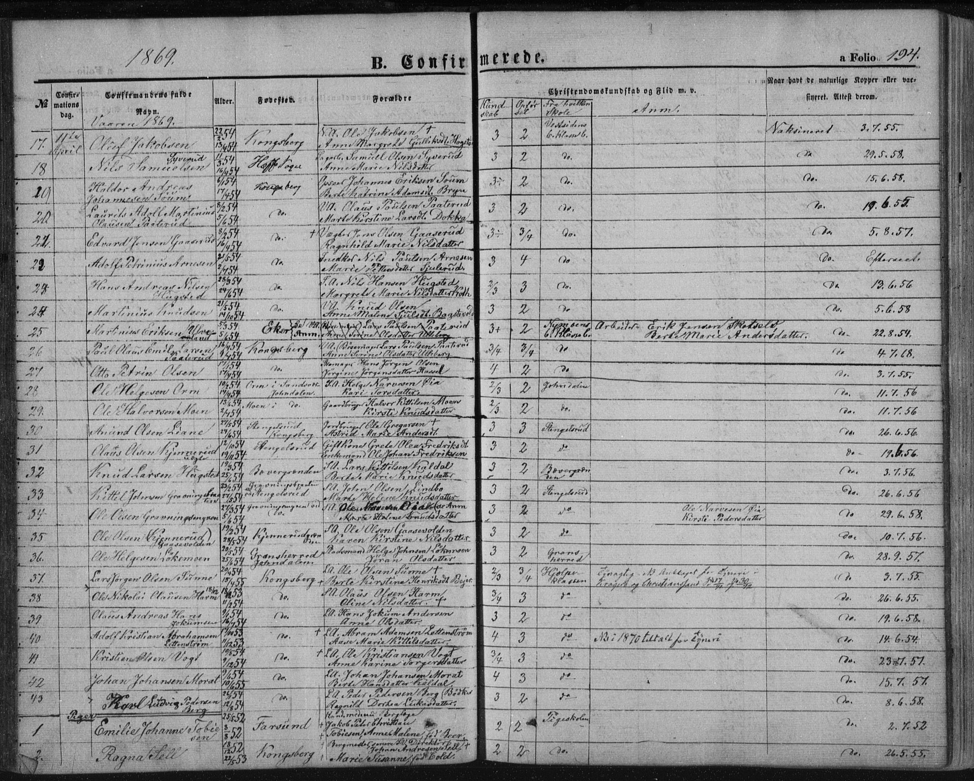 Kongsberg kirkebøker, AV/SAKO-A-22/F/Fa/L0010: Parish register (official) no. I 10, 1859-1875, p. 194