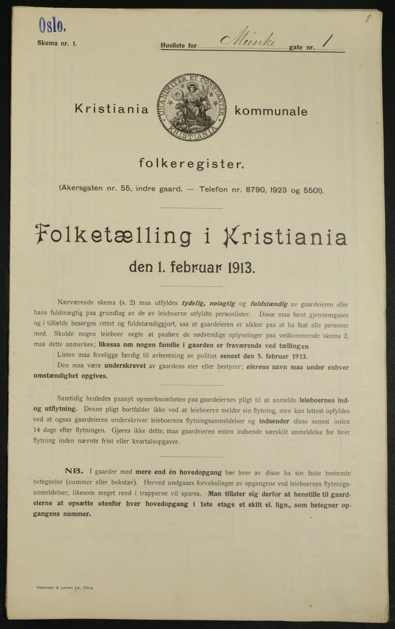 OBA, Municipal Census 1913 for Kristiania, 1913, p. 67884