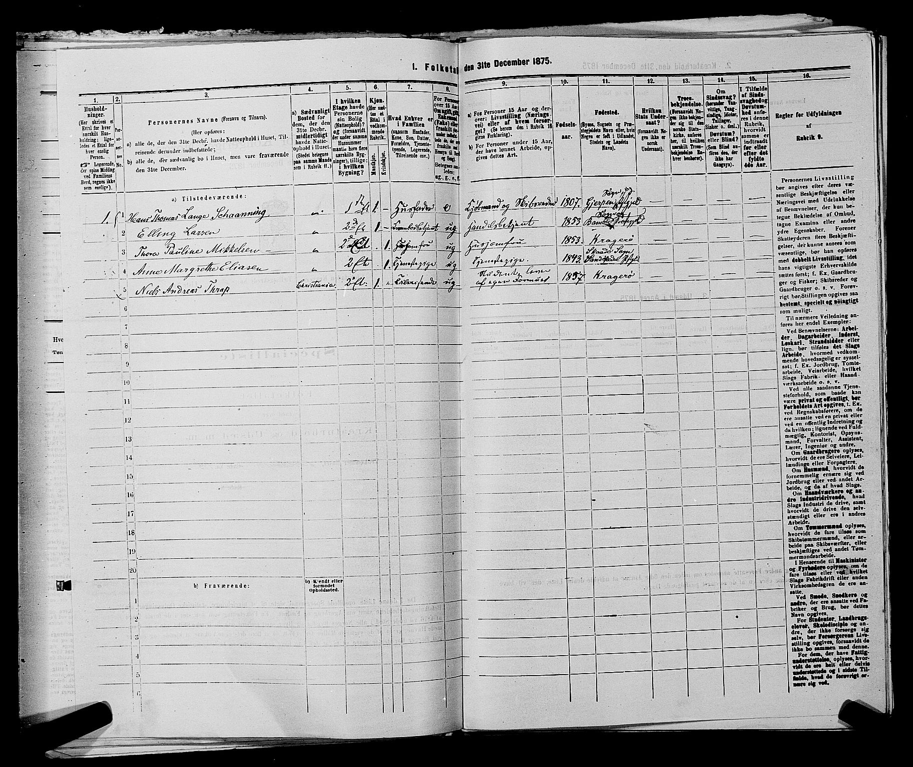 SAKO, 1875 census for 0801P Kragerø, 1875, p. 288