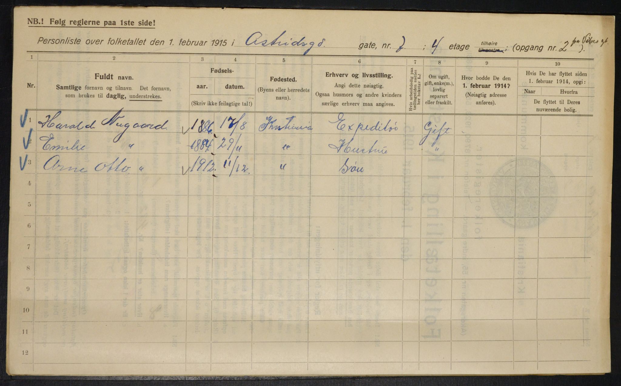 OBA, Municipal Census 1915 for Kristiania, 1915, p. 17204