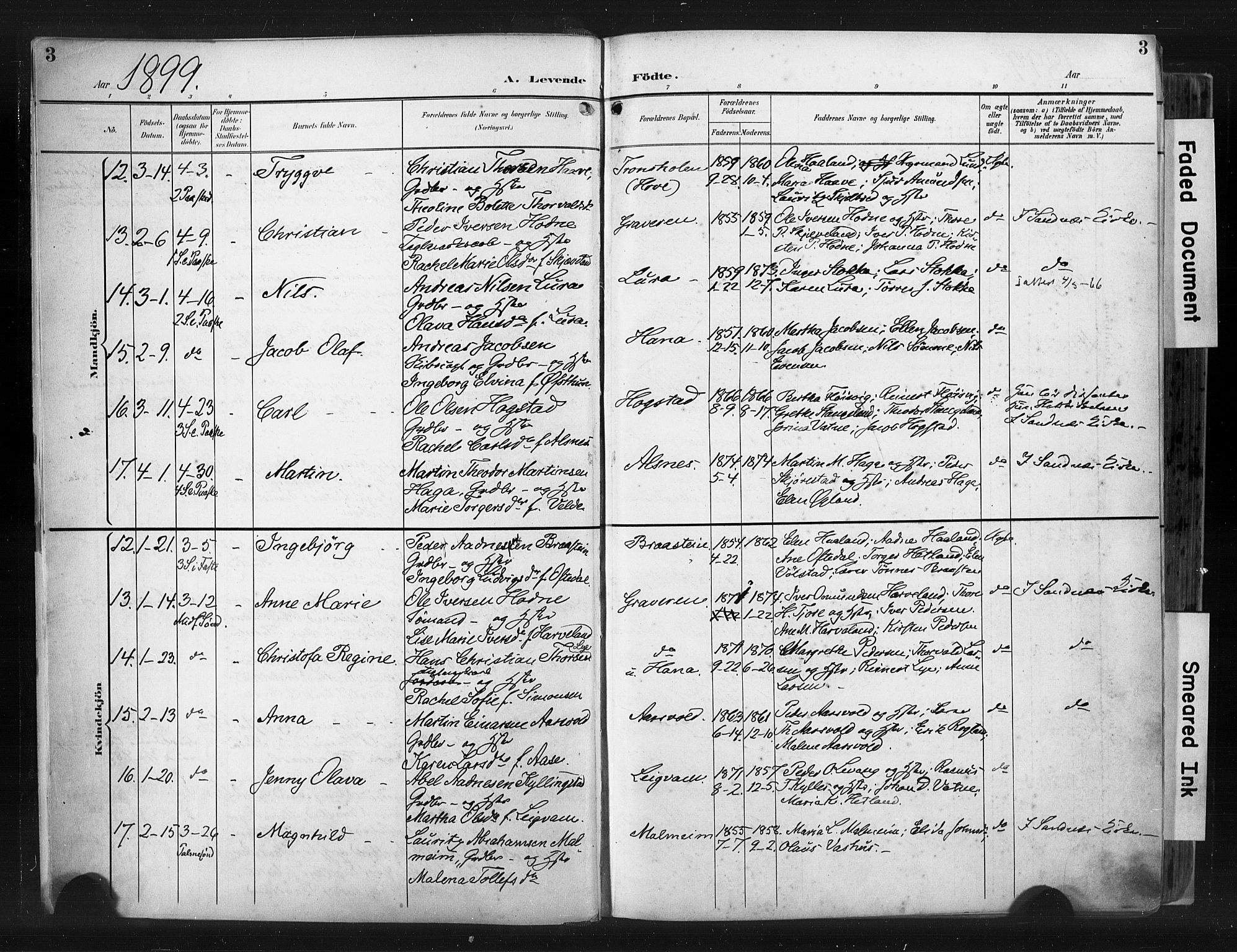 Høyland sokneprestkontor, SAST/A-101799/001/30BA/L0015: Parish register (official) no. A 14, 1899-1911, p. 3