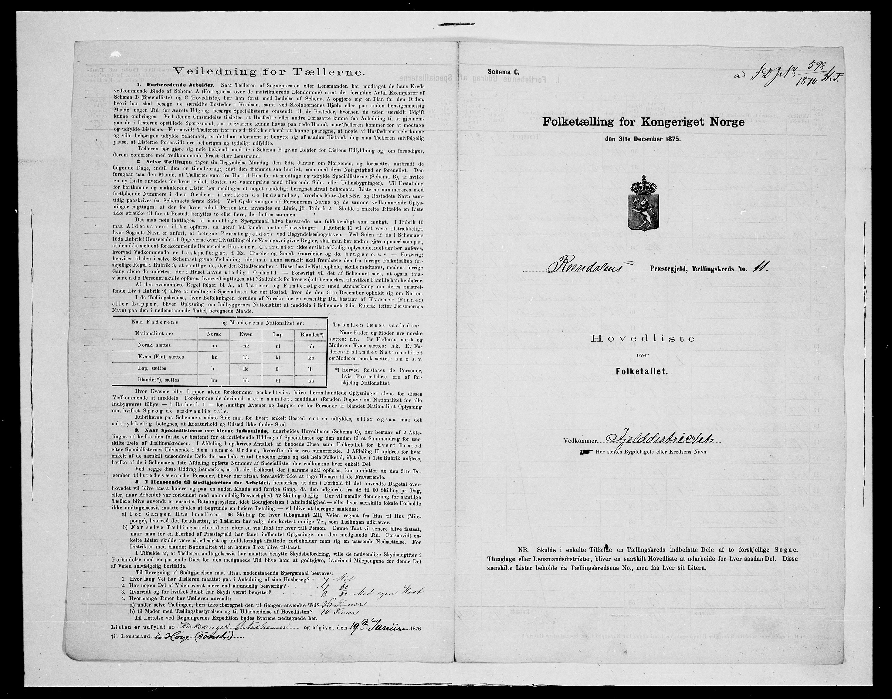 SAH, 1875 census for 0432P Rendalen, 1875, p. 44