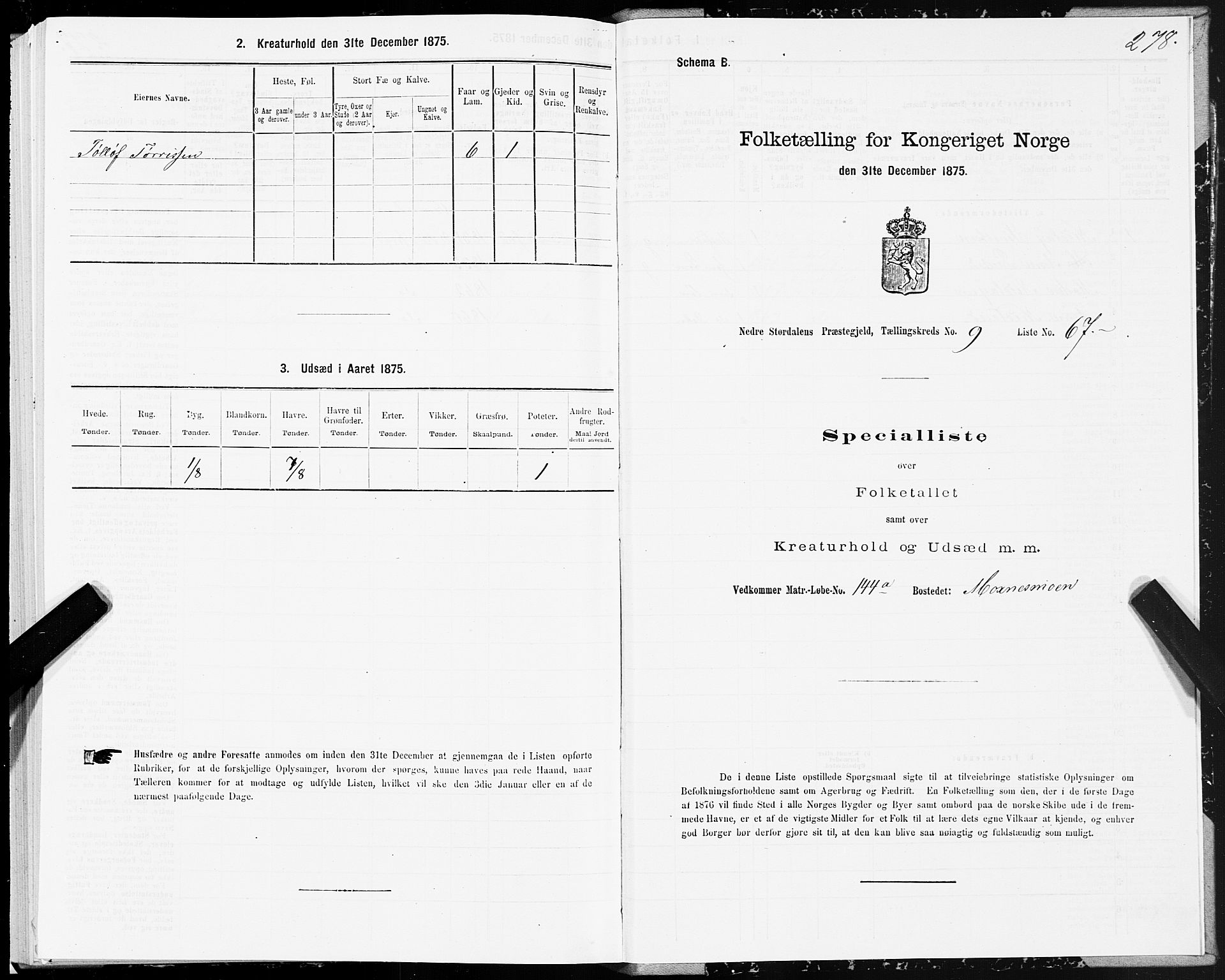 SAT, 1875 census for 1714P Nedre Stjørdal, 1875, p. 4278