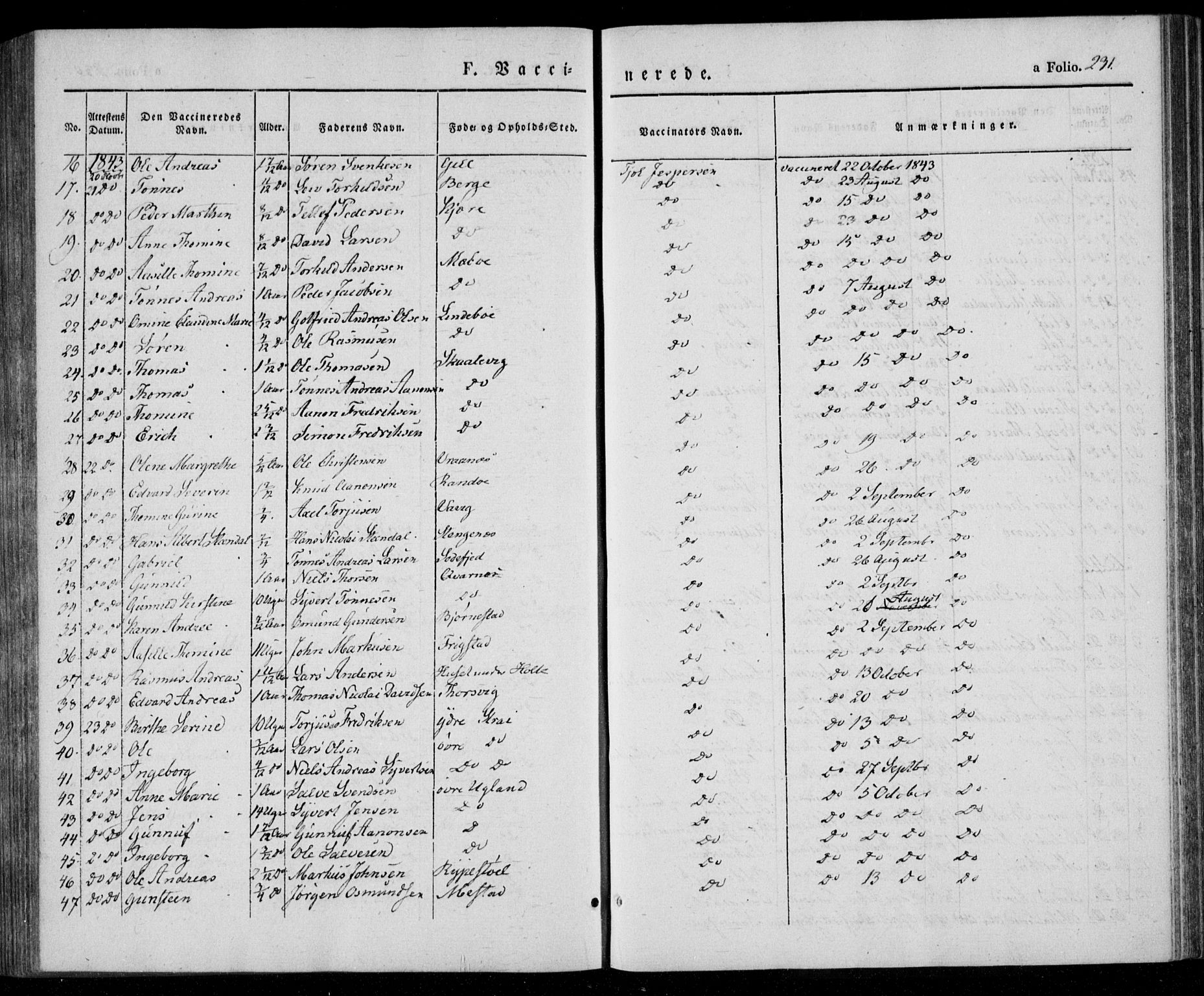 Oddernes sokneprestkontor, SAK/1111-0033/F/Fa/Faa/L0006: Parish register (official) no. A 6, 1838-1851, p. 231