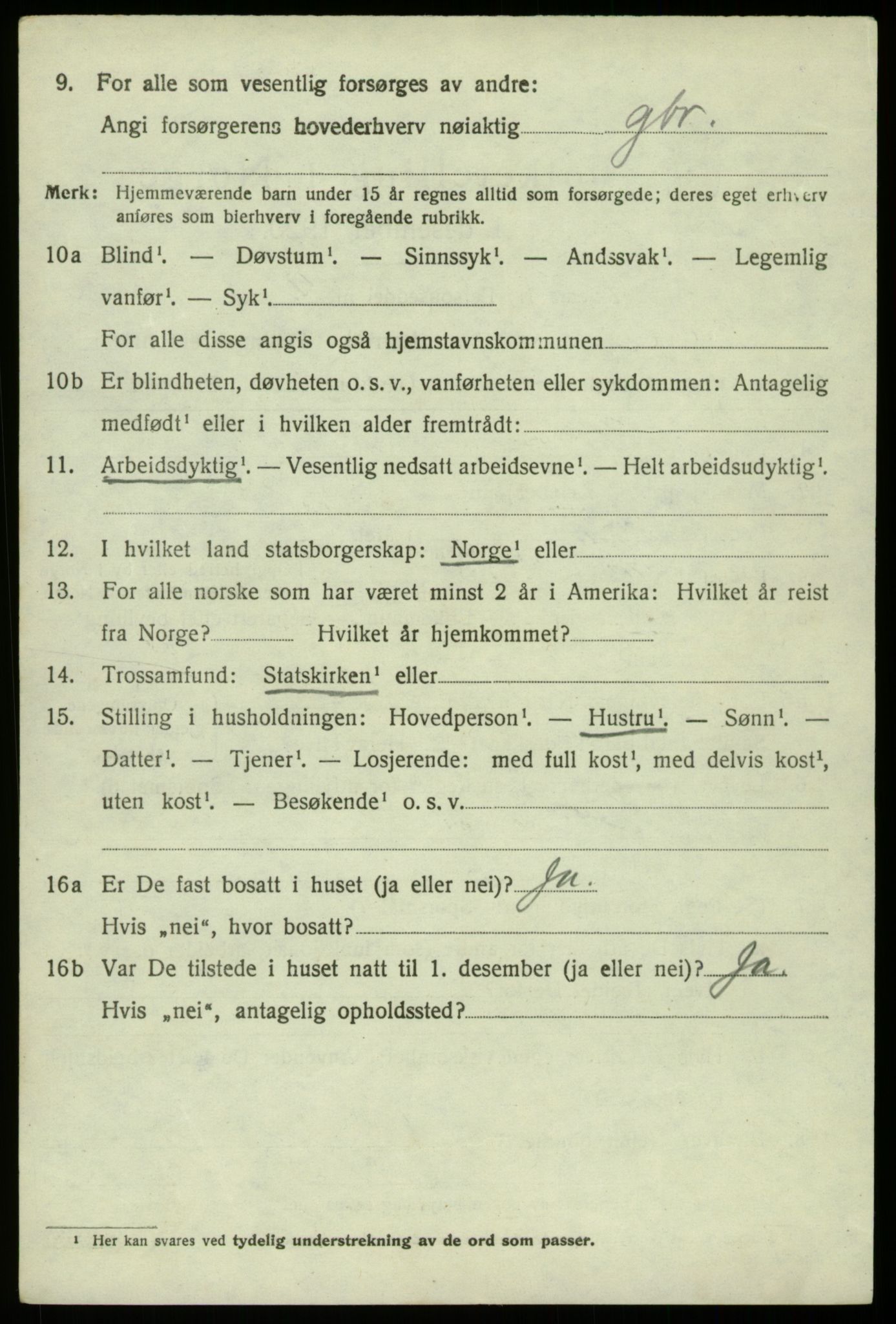 SAB, 1920 census for Eidfjord, 1920, p. 995