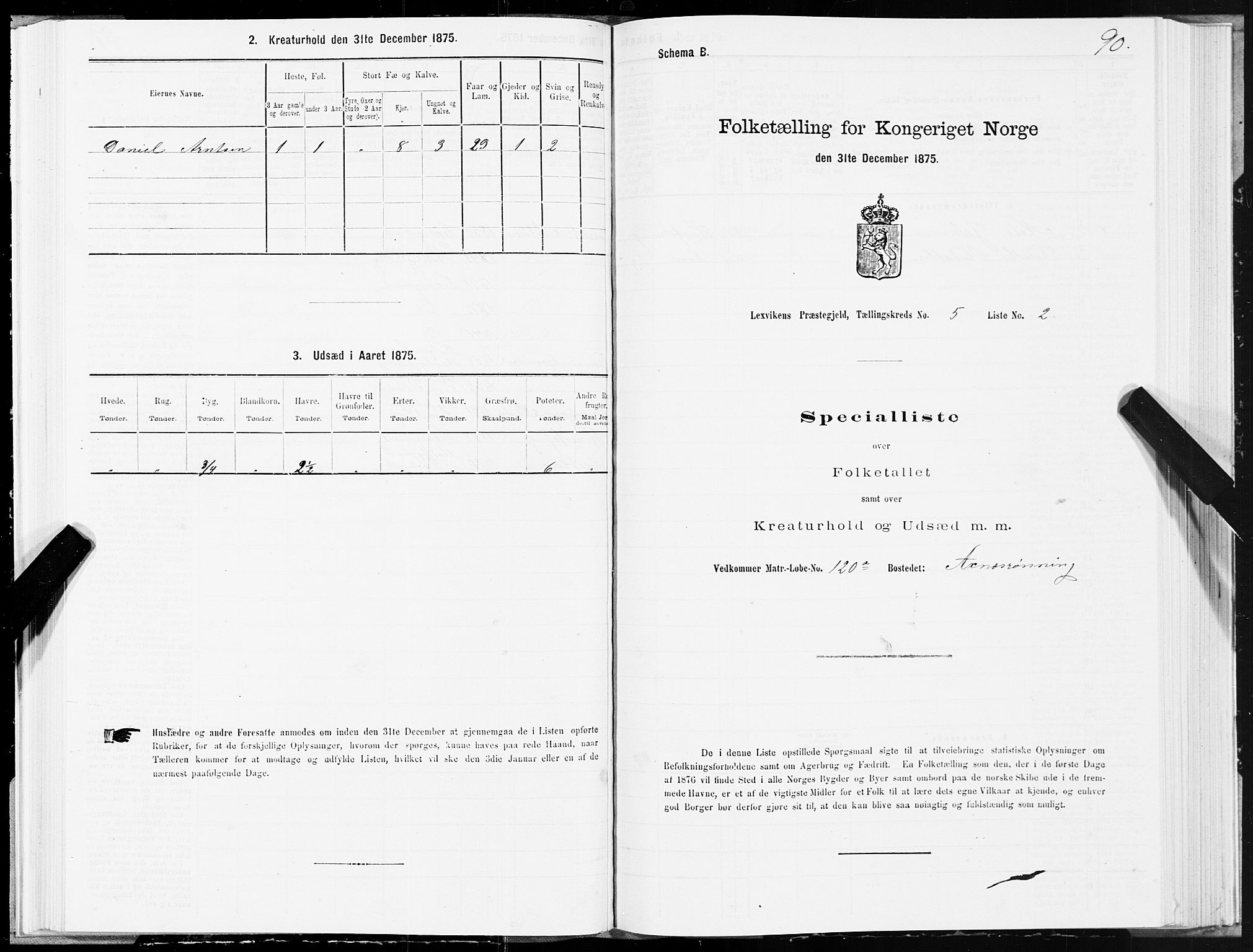 SAT, 1875 census for 1718P Leksvik, 1875, p. 3090