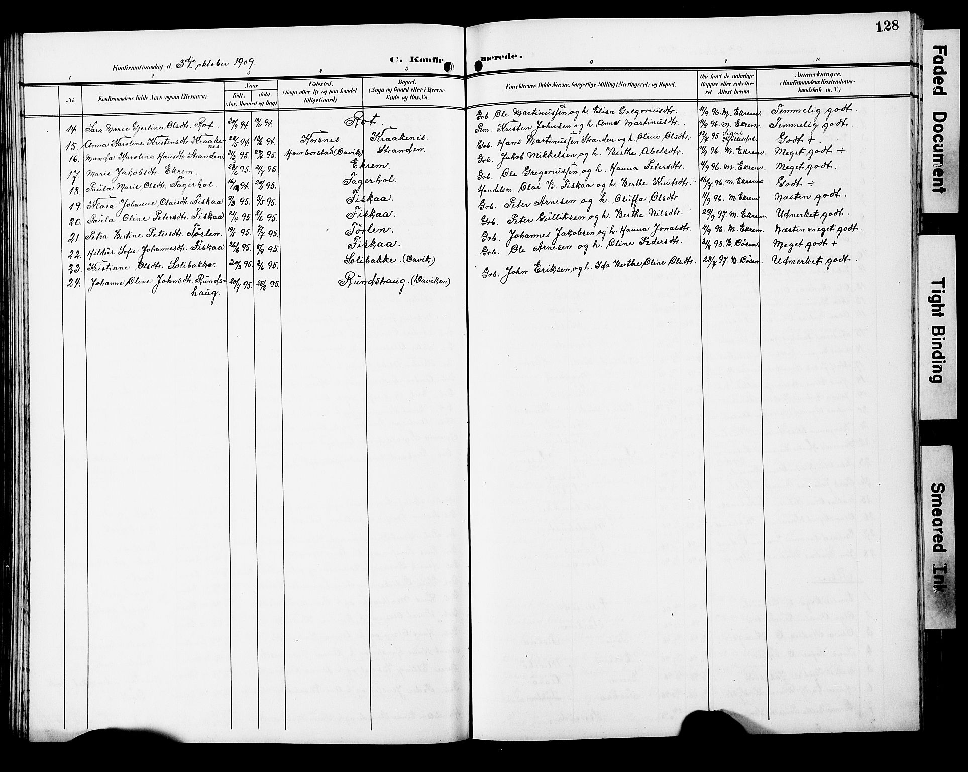 Ministerialprotokoller, klokkerbøker og fødselsregistre - Møre og Romsdal, SAT/A-1454/501/L0018: Parish register (copy) no. 501C04, 1902-1930, p. 128