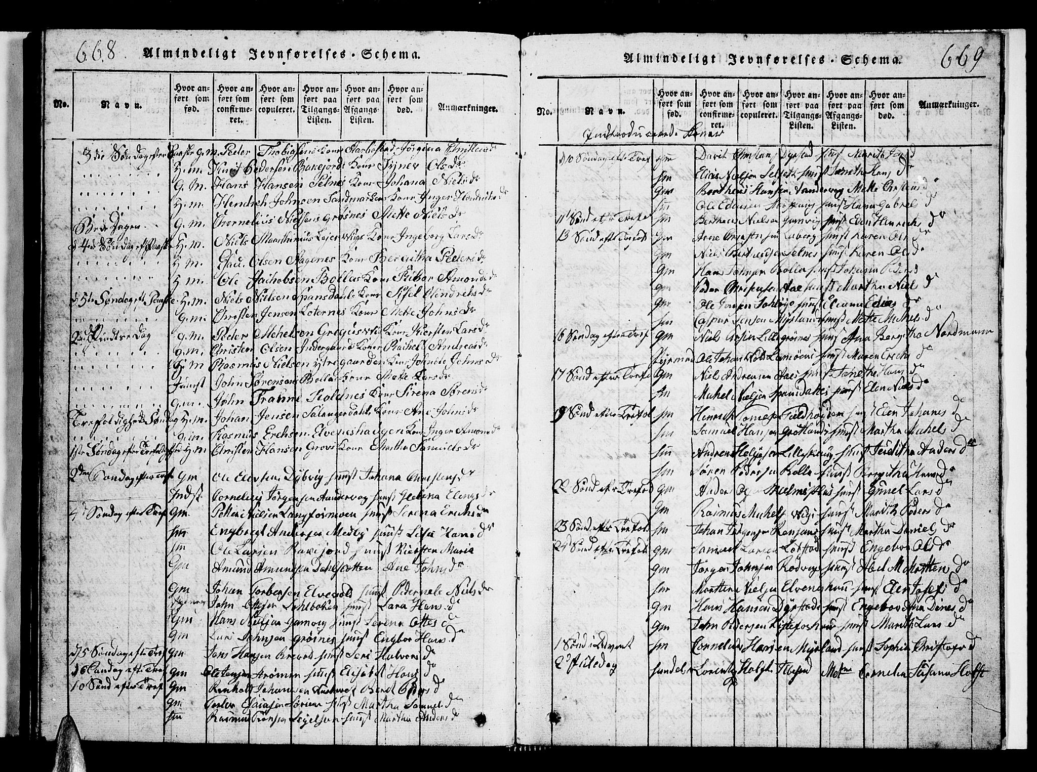 Ibestad sokneprestembete, SATØ/S-0077/H/Ha/Hab/L0002klokker: Parish register (copy) no. 2, 1821-1833, p. 668-669