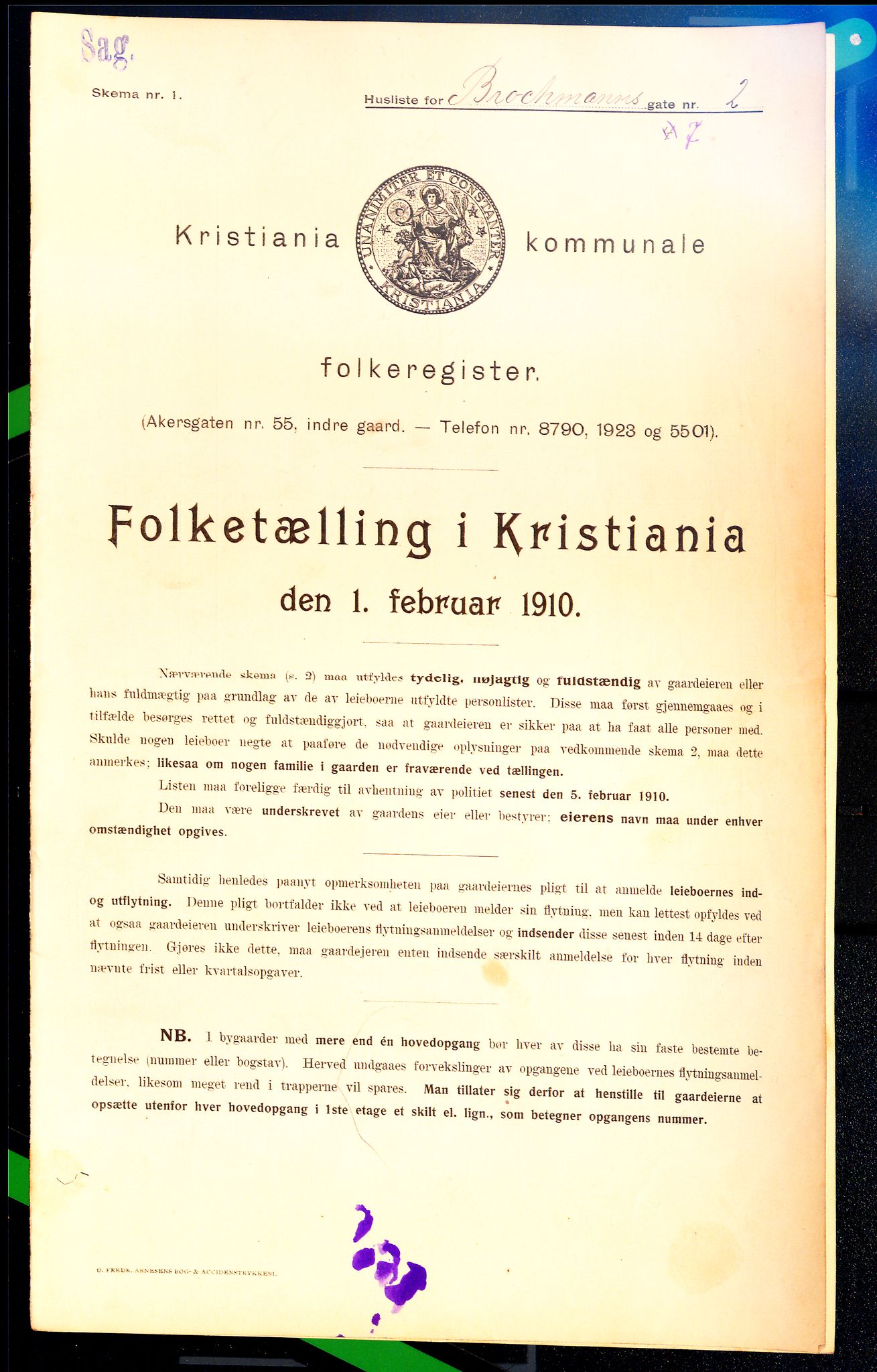 OBA, Municipal Census 1910 for Kristiania, 1910, p. 9241