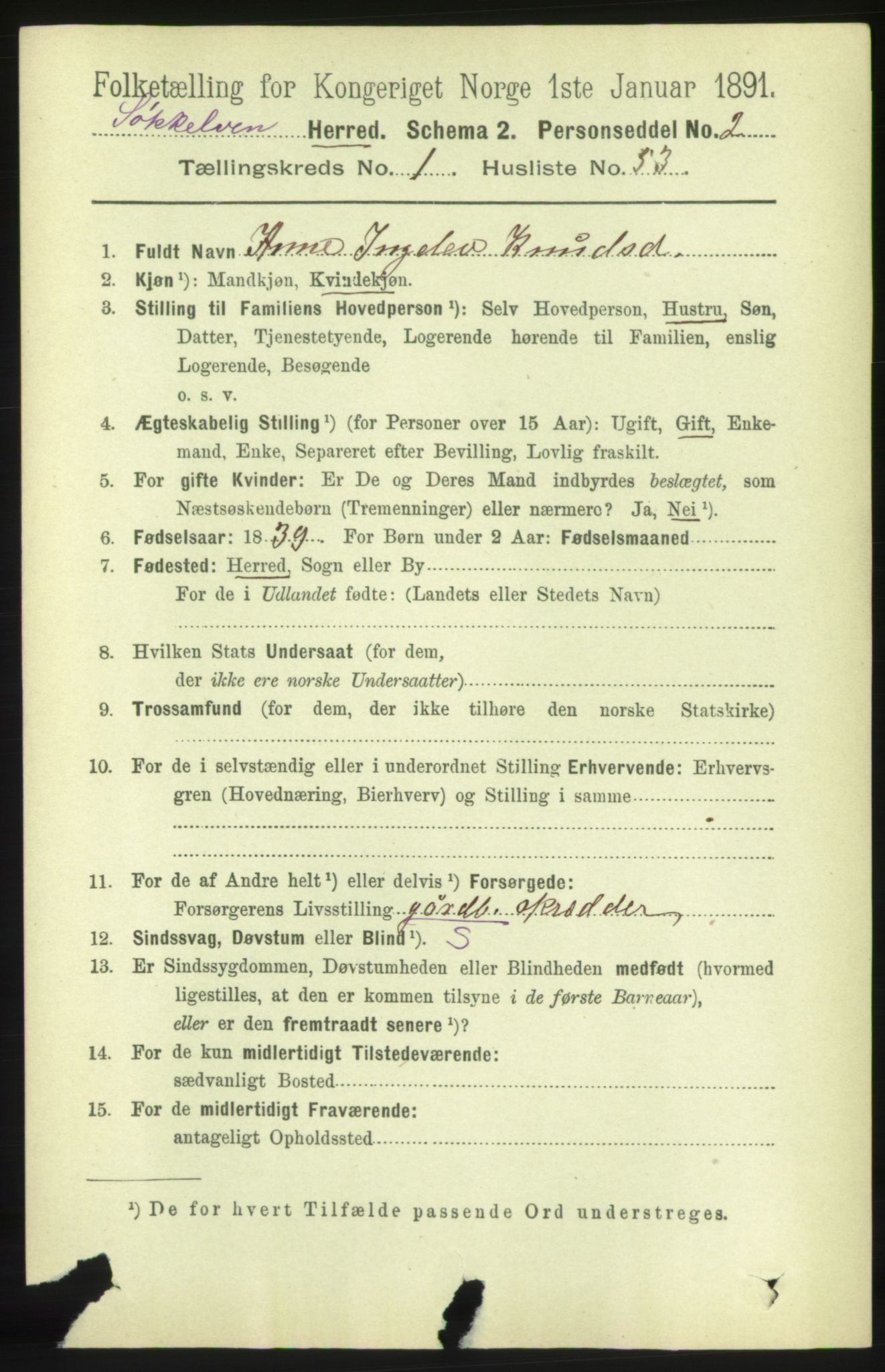 RA, 1891 census for 1528 Sykkylven, 1891, p. 442