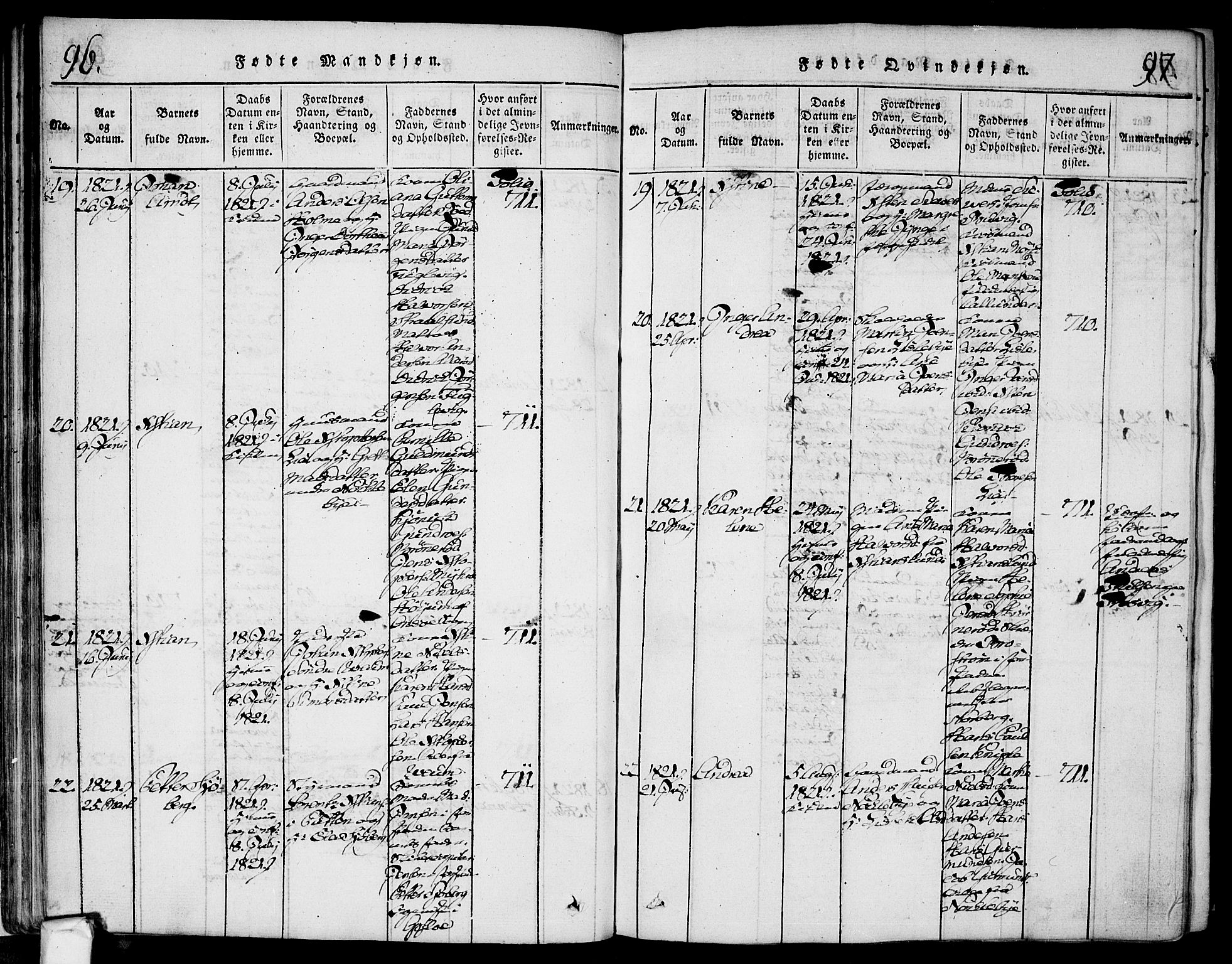 Glemmen prestekontor Kirkebøker, AV/SAO-A-10908/F/Fa/L0004: Parish register (official) no. 4, 1816-1838, p. 96-97