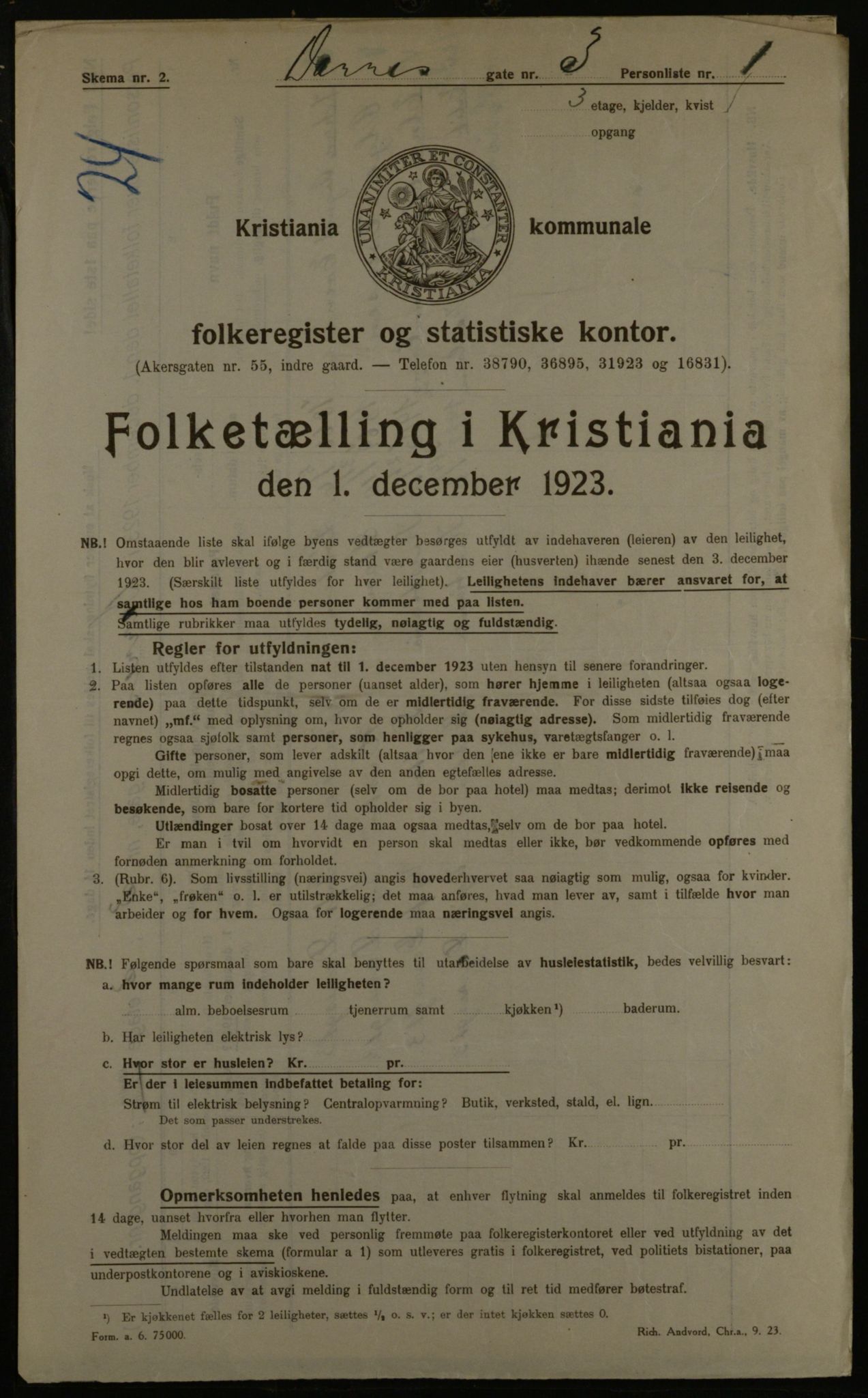 OBA, Municipal Census 1923 for Kristiania, 1923, p. 17187