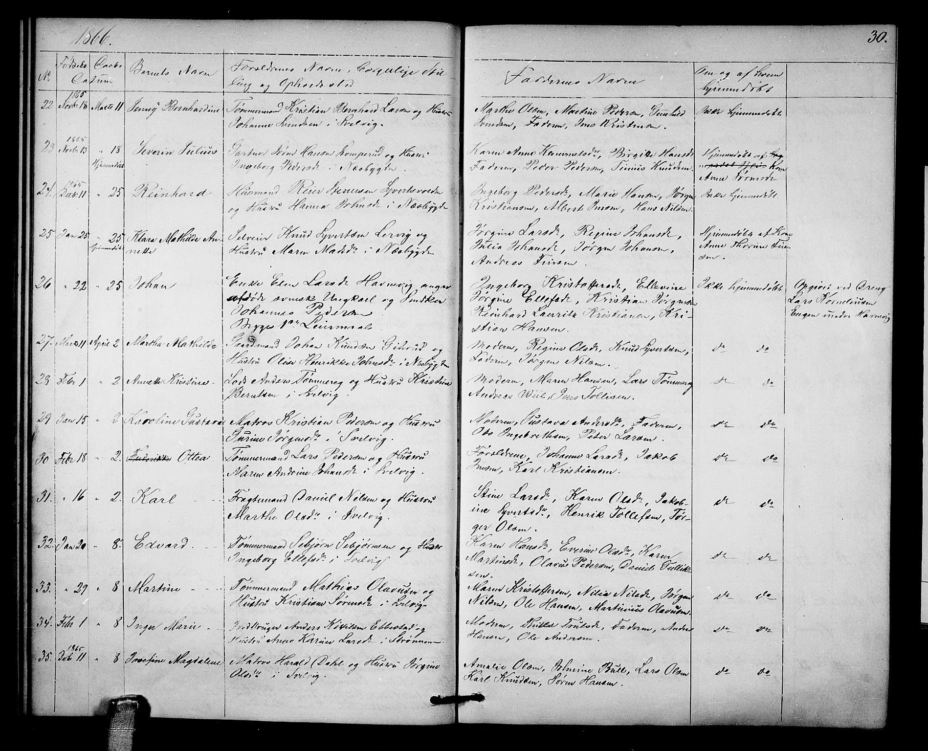 Strømm kirkebøker, SAKO/A-322/G/Ga/L0001: Parish register (copy) no. I 1, 1861-1885, p. 30