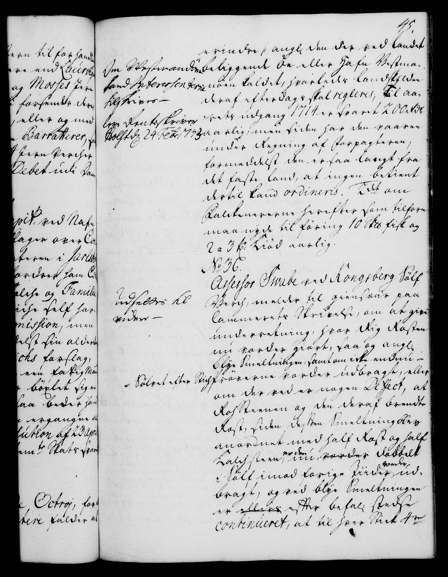 Rentekammeret, Kammerkanselliet, AV/RA-EA-3111/G/Gh/Gha/L0015: Norsk ekstraktmemorialprotokoll (merket RK 53.60), 1733, p. 45