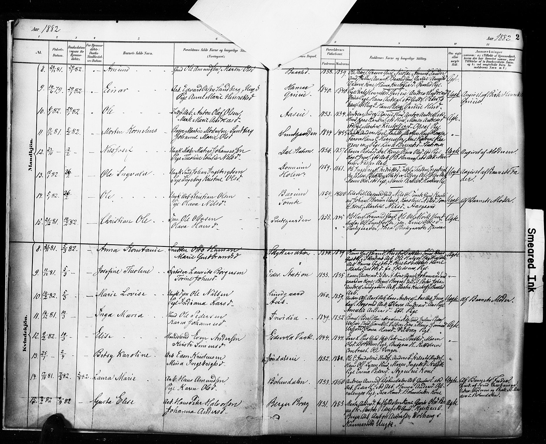 Eidsvoll prestekontor Kirkebøker, AV/SAO-A-10888/F/Fa/L0002: Parish register (official) no. I 2, 1882-1895, p. 2