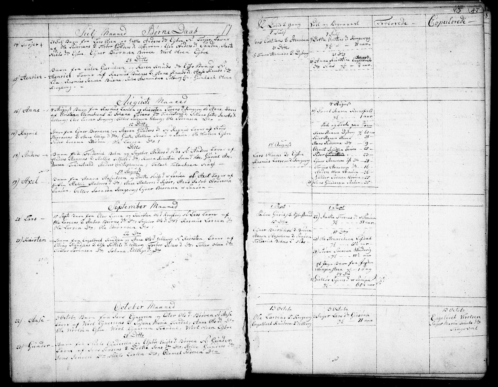 Dypvåg sokneprestkontor, SAK/1111-0007/F/Fb/Fba/L0007: Parish register (copy) no. B 7, 1762-1810, p. 45