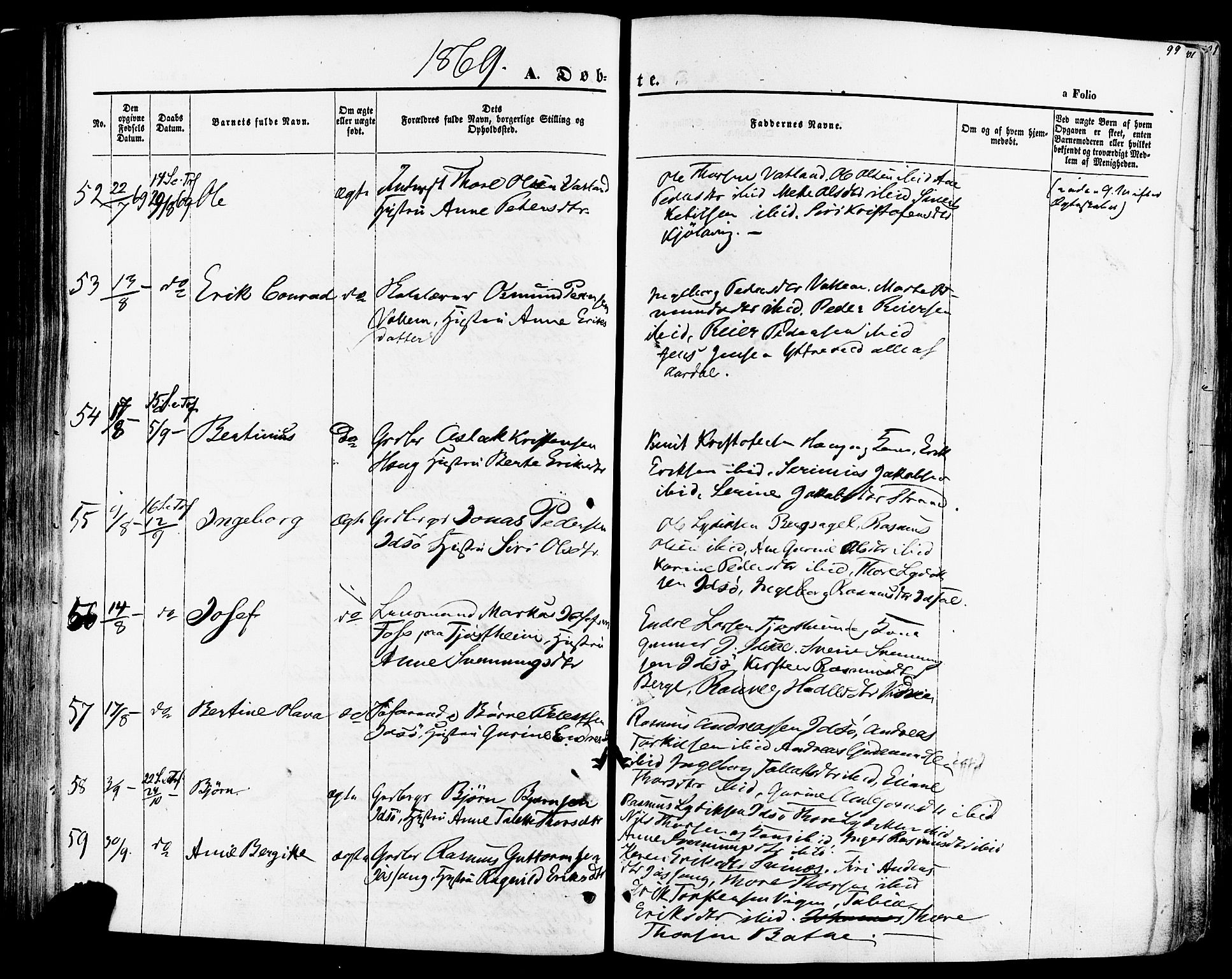 Strand sokneprestkontor, AV/SAST-A-101828/H/Ha/Haa/L0007: Parish register (official) no. A 7, 1855-1881, p. 99