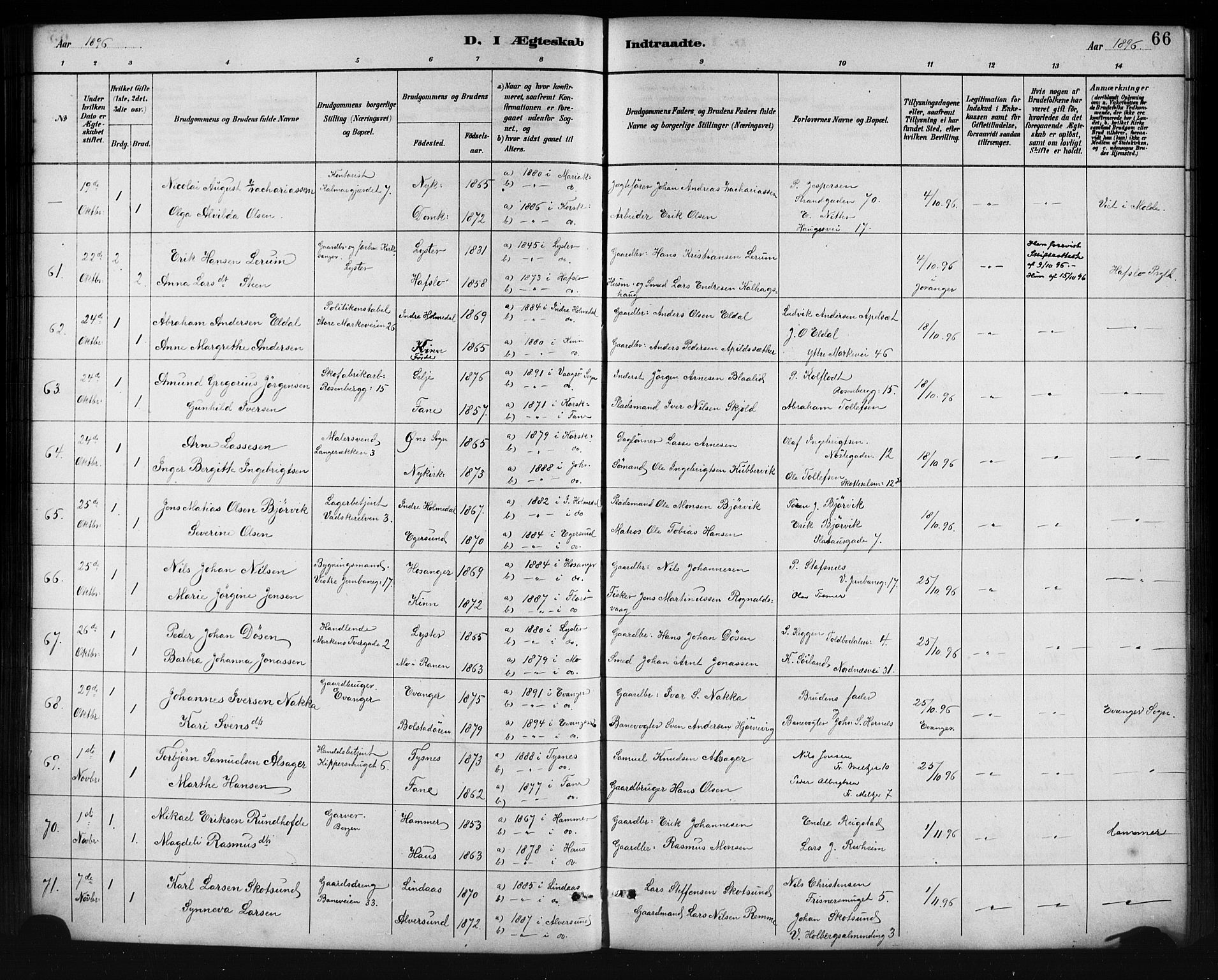 Johanneskirken sokneprestembete, AV/SAB-A-76001/H/Hab: Parish register (copy) no. C 1, 1885-1912, p. 66