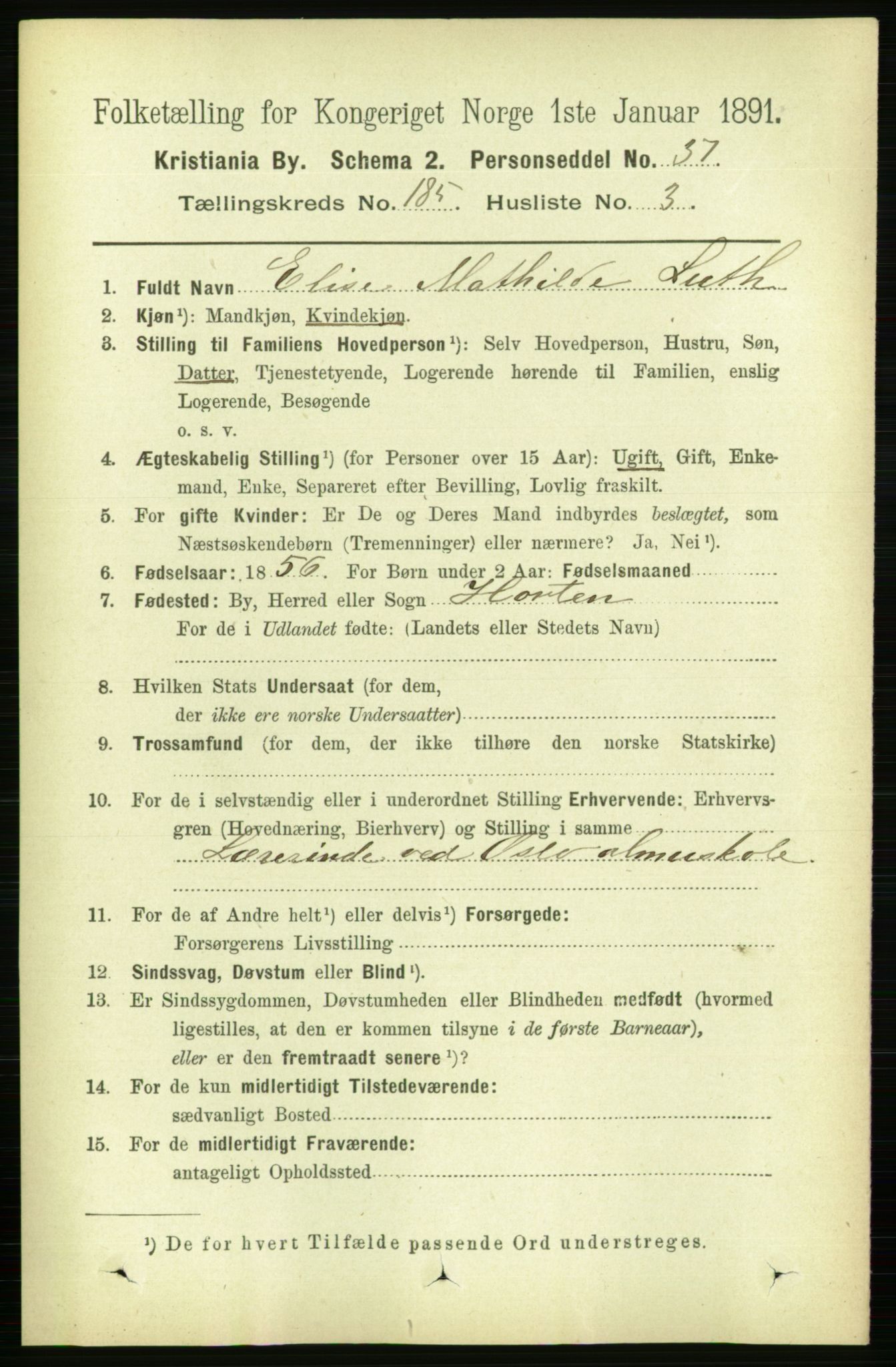 RA, 1891 census for 0301 Kristiania, 1891, p. 110947