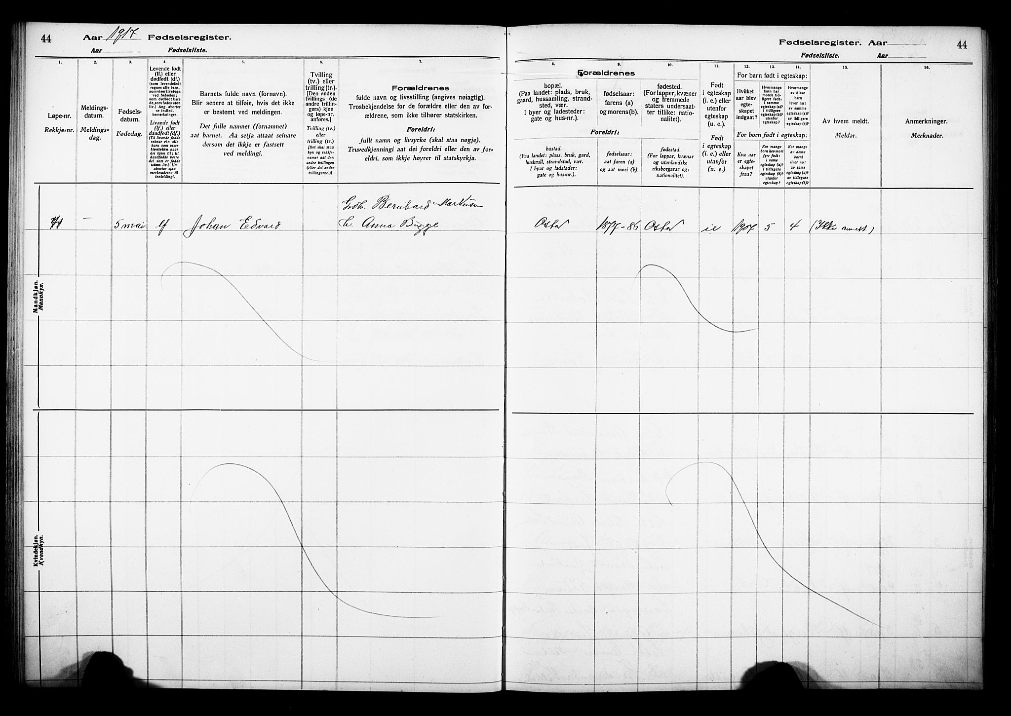 Ministerialprotokoller, klokkerbøker og fødselsregistre - Nordland, AV/SAT-A-1459/880/L1145: Birth register no. 880.II.4.1, 1916-1929, p. 44