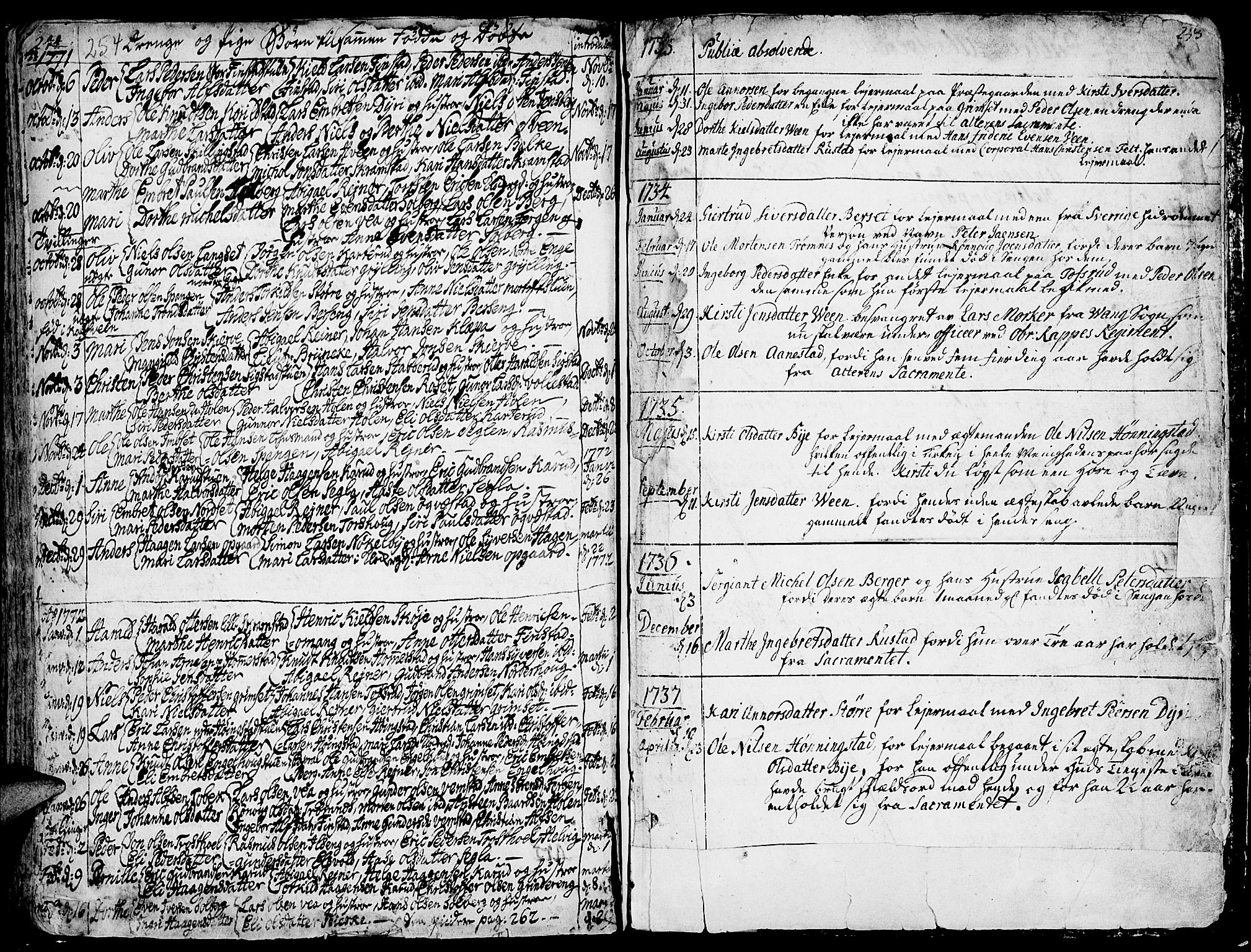 Løten prestekontor, SAH/PREST-022/K/Ka/L0002: Parish register (official) no. 2, 1731-1772, p. 254-255