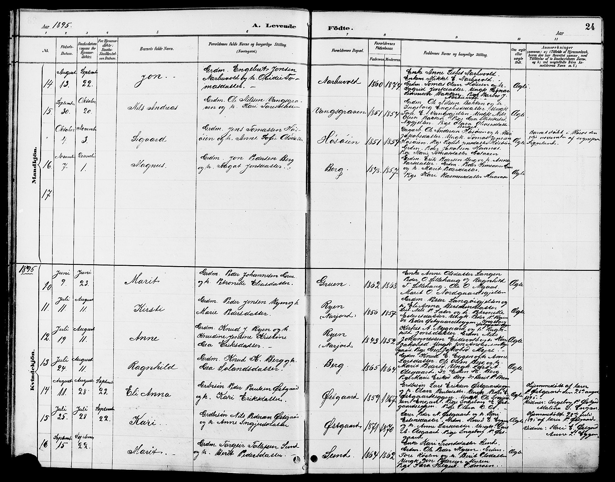 Tolga prestekontor, AV/SAH-PREST-062/L/L0008: Parish register (copy) no. 8, 1887-1912, p. 24