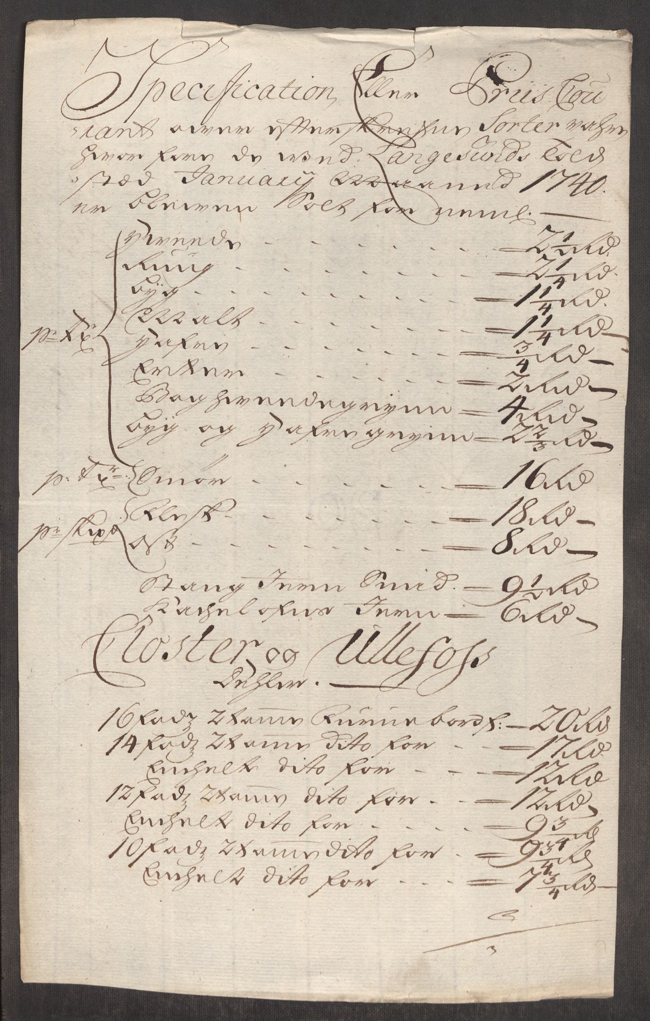 Rentekammeret inntil 1814, Realistisk ordnet avdeling, RA/EA-4070/Oe/L0002: [Ø1]: Priskuranter, 1740-1744, p. 99
