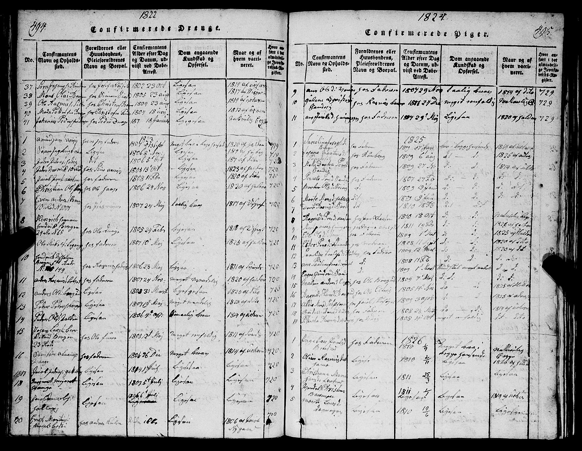 Selje sokneprestembete, AV/SAB-A-99938/H/Ha/Hab/Haba: Parish register (copy) no. A 1, 1816-1828, p. 494-495