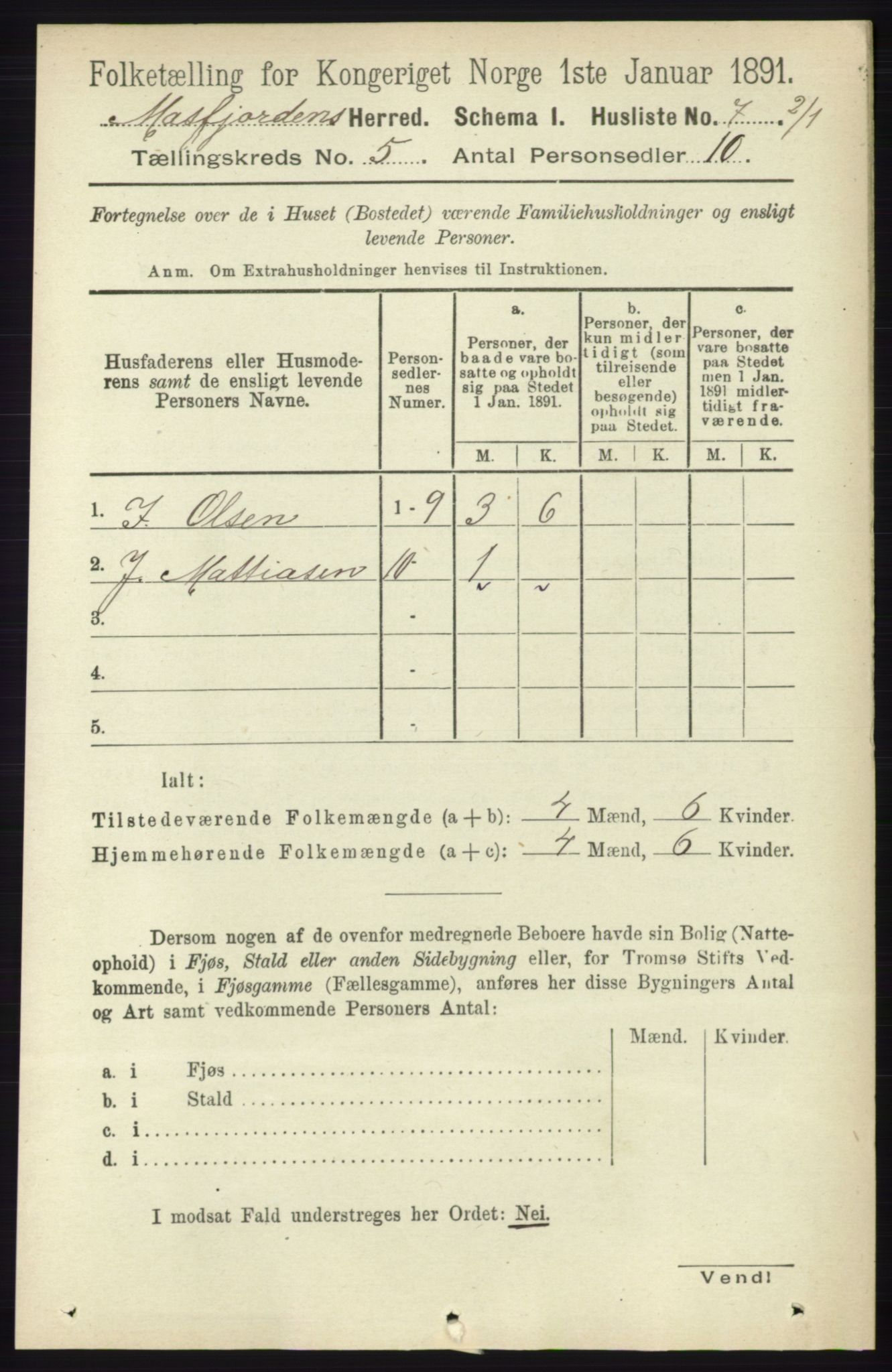 RA, 1891 census for 1266 Masfjorden, 1891, p. 849