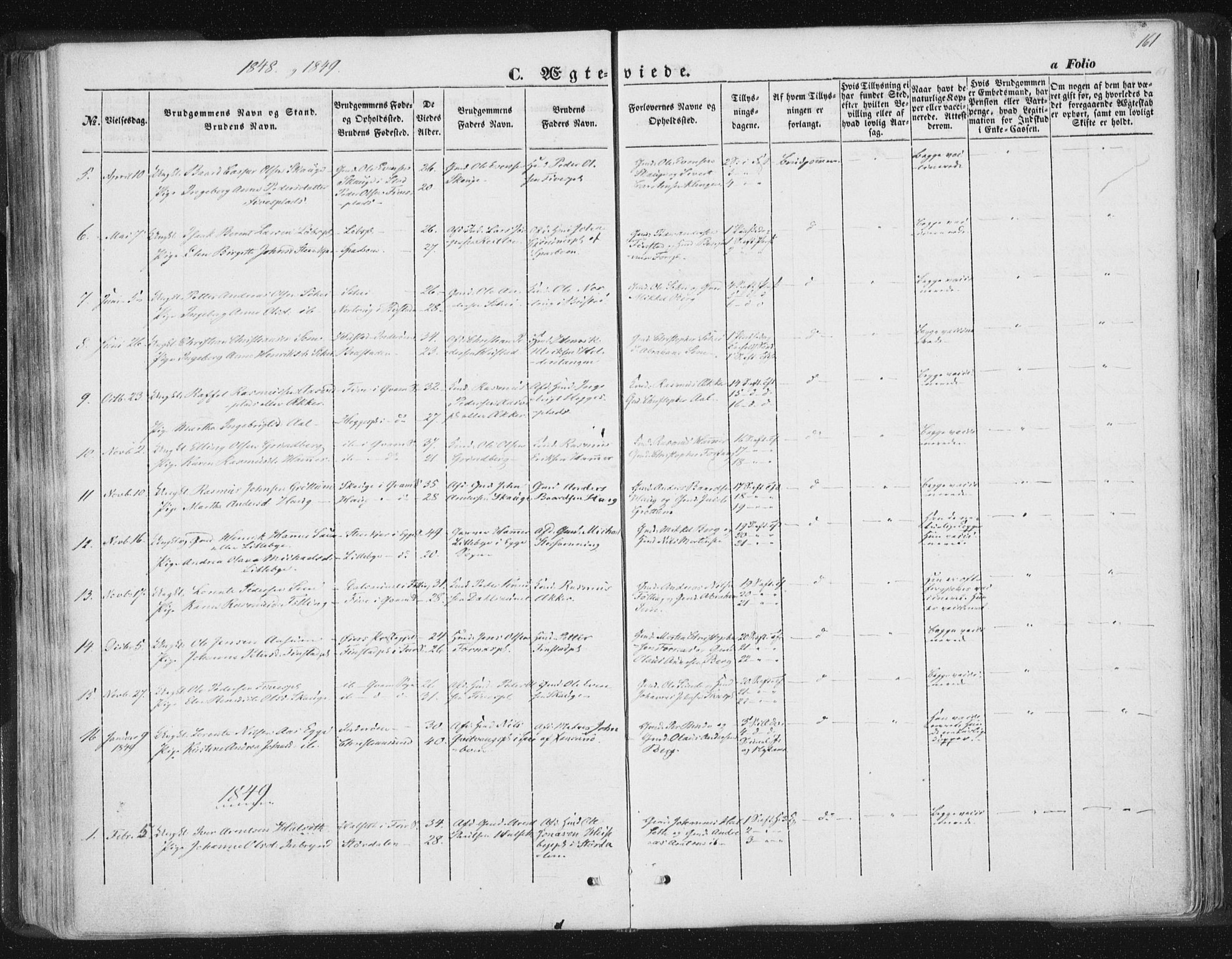 Ministerialprotokoller, klokkerbøker og fødselsregistre - Nord-Trøndelag, SAT/A-1458/746/L0446: Parish register (official) no. 746A05, 1846-1859, p. 161