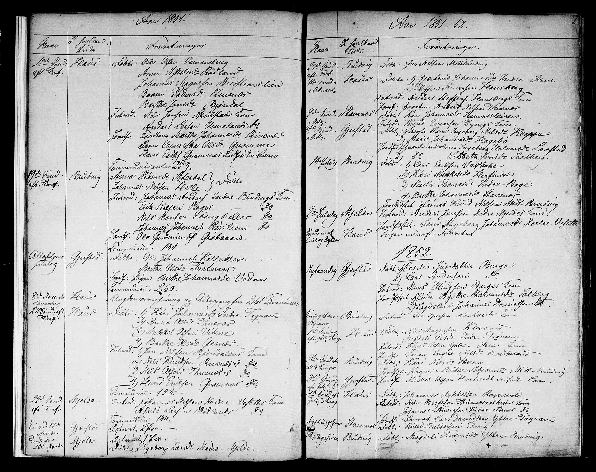 Haus sokneprestembete, SAB/A-75601: Curate's parish register no. A 3, 1850-1867, p. 5