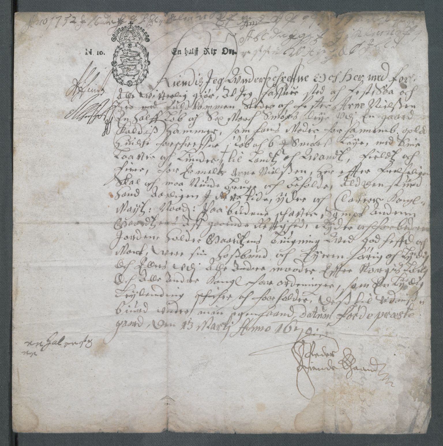 Riksarkivets diplomsamling, AV/RA-EA-5965/F02/L0171: Dokumenter, 1667-1670, p. 231