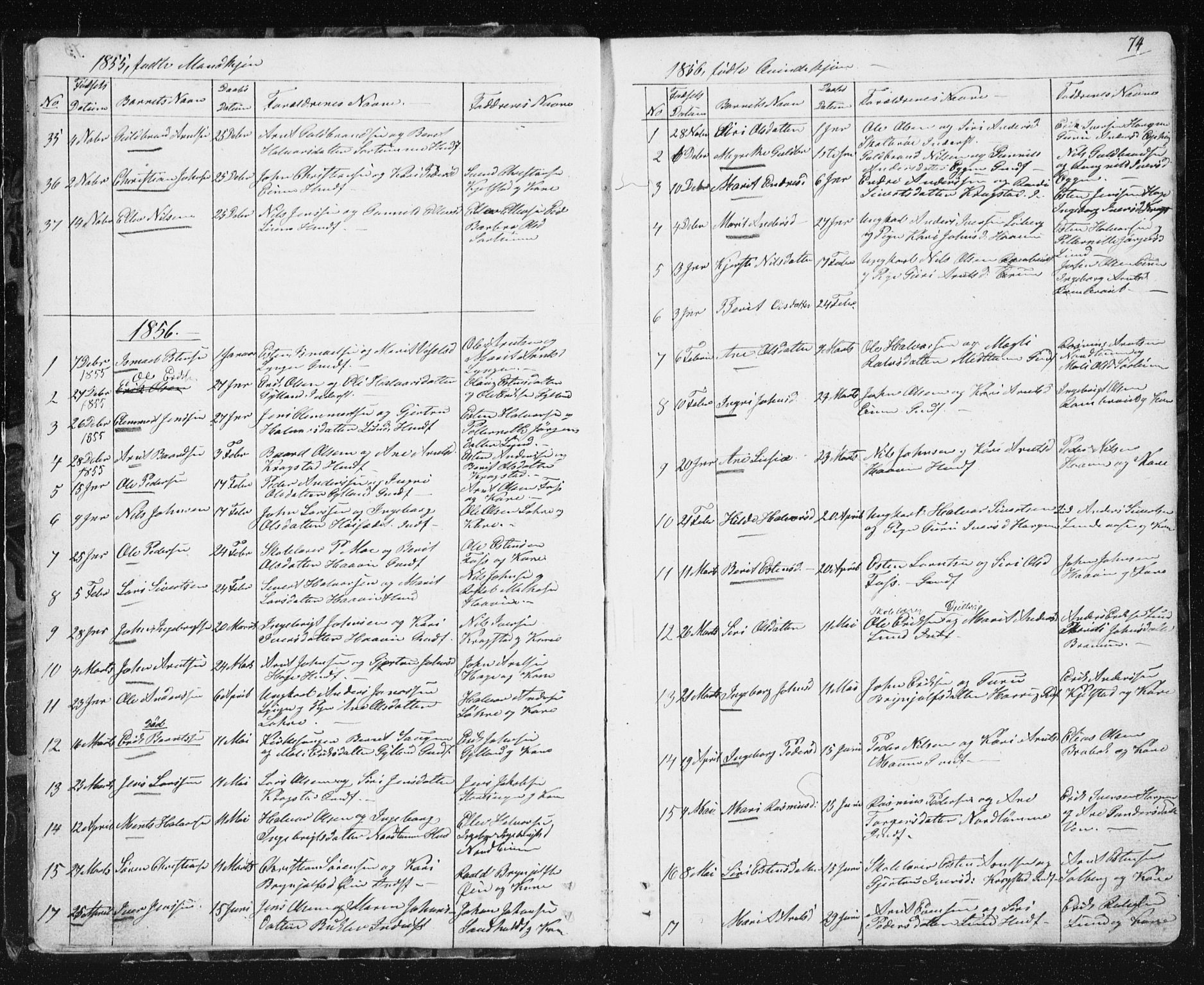 Ministerialprotokoller, klokkerbøker og fødselsregistre - Sør-Trøndelag, SAT/A-1456/692/L1110: Parish register (copy) no. 692C05, 1849-1889, p. 74