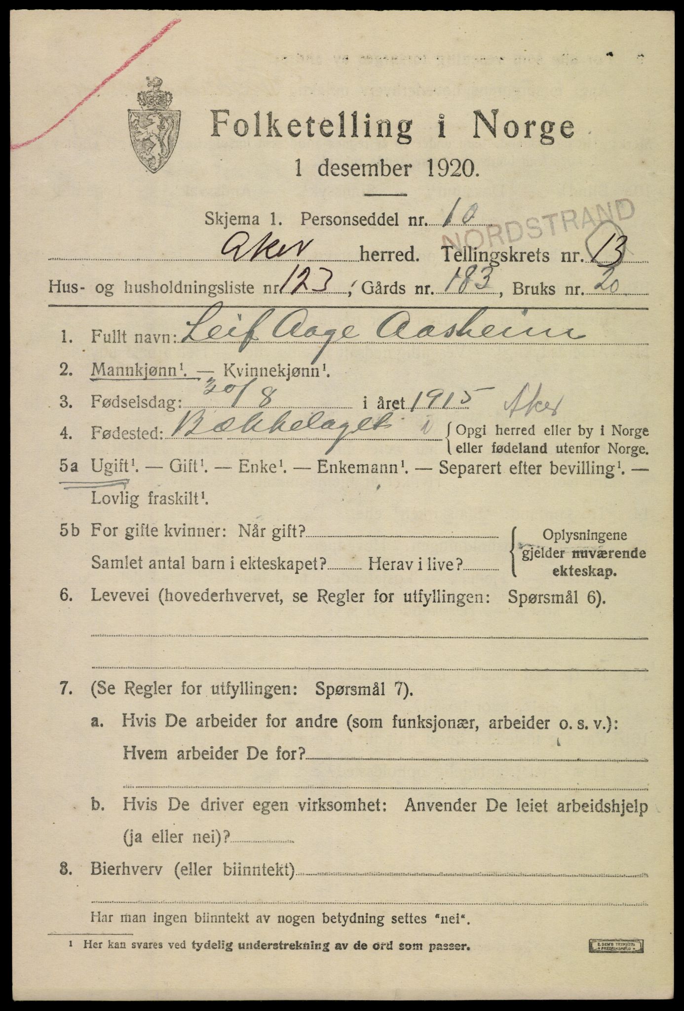 SAO, 1920 census for Aker, 1920, p. 80384