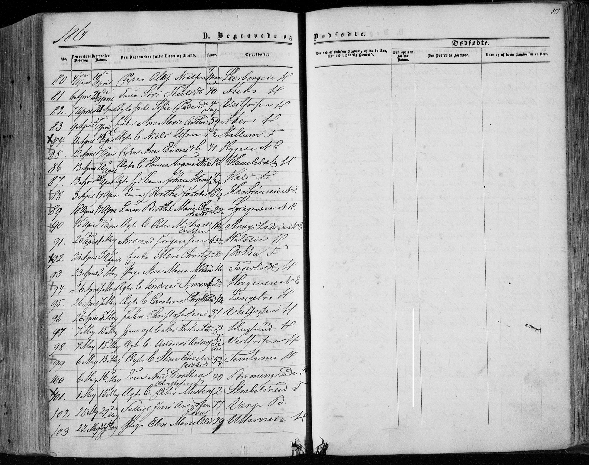 Eiker kirkebøker, AV/SAKO-A-4/F/Fa/L0016: Parish register (official) no. I 16, 1860-1868, p. 551