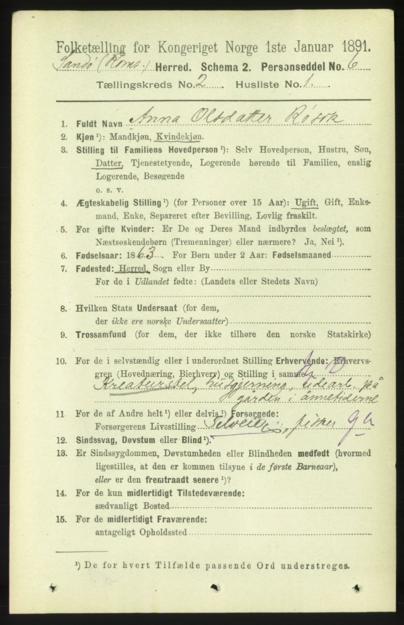 RA, 1891 census for 1546 Sandøy, 1891, p. 545