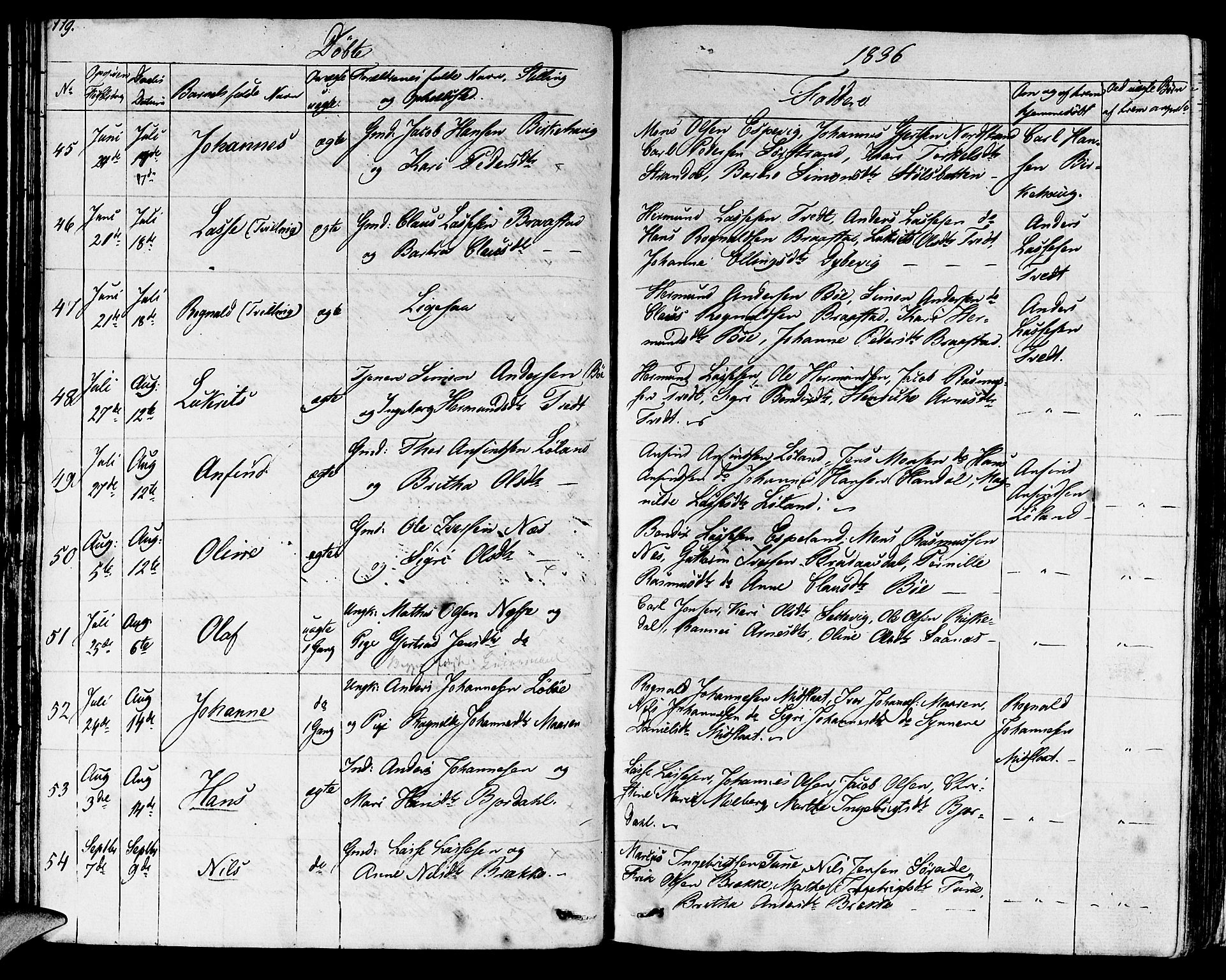 Lavik sokneprestembete, SAB/A-80901: Parish register (official) no. A 2I, 1821-1842, p. 119