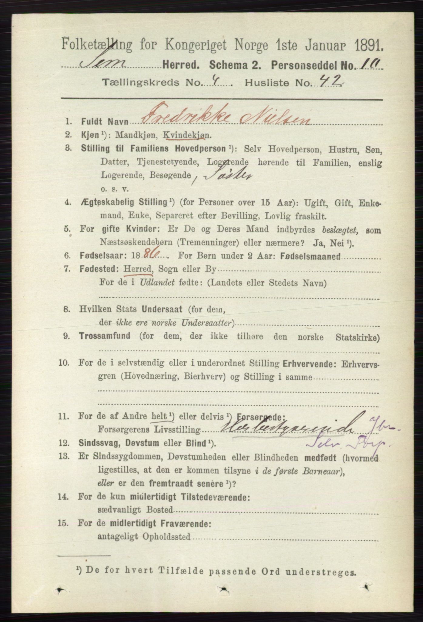 RA, 1891 census for 0721 Sem, 1891, p. 1847