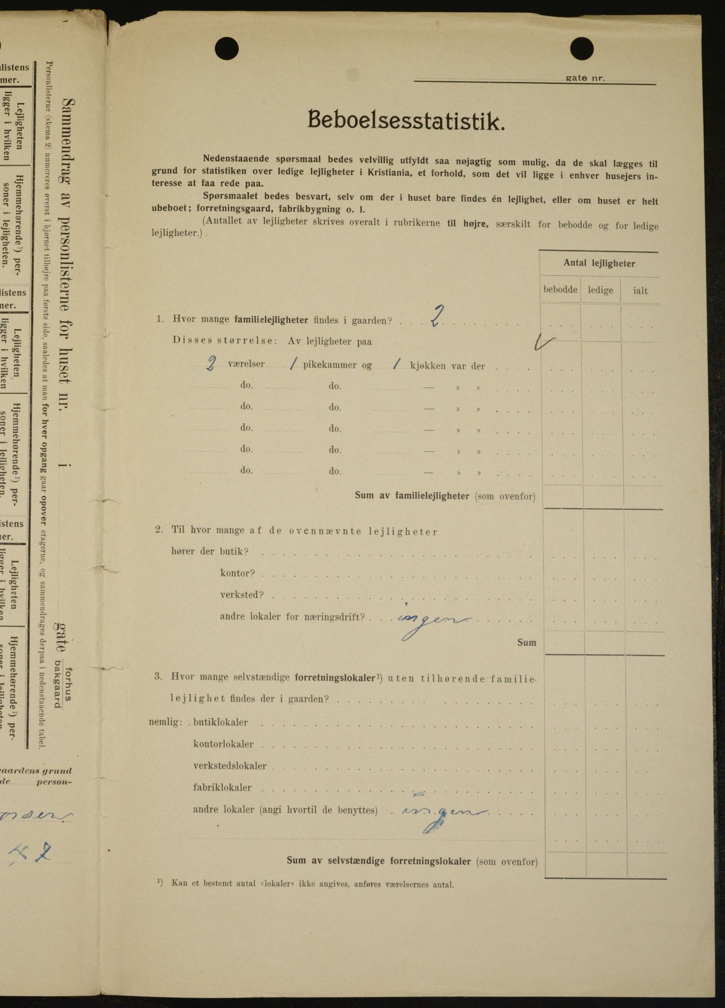 OBA, Municipal Census 1909 for Kristiania, 1909, p. 51952