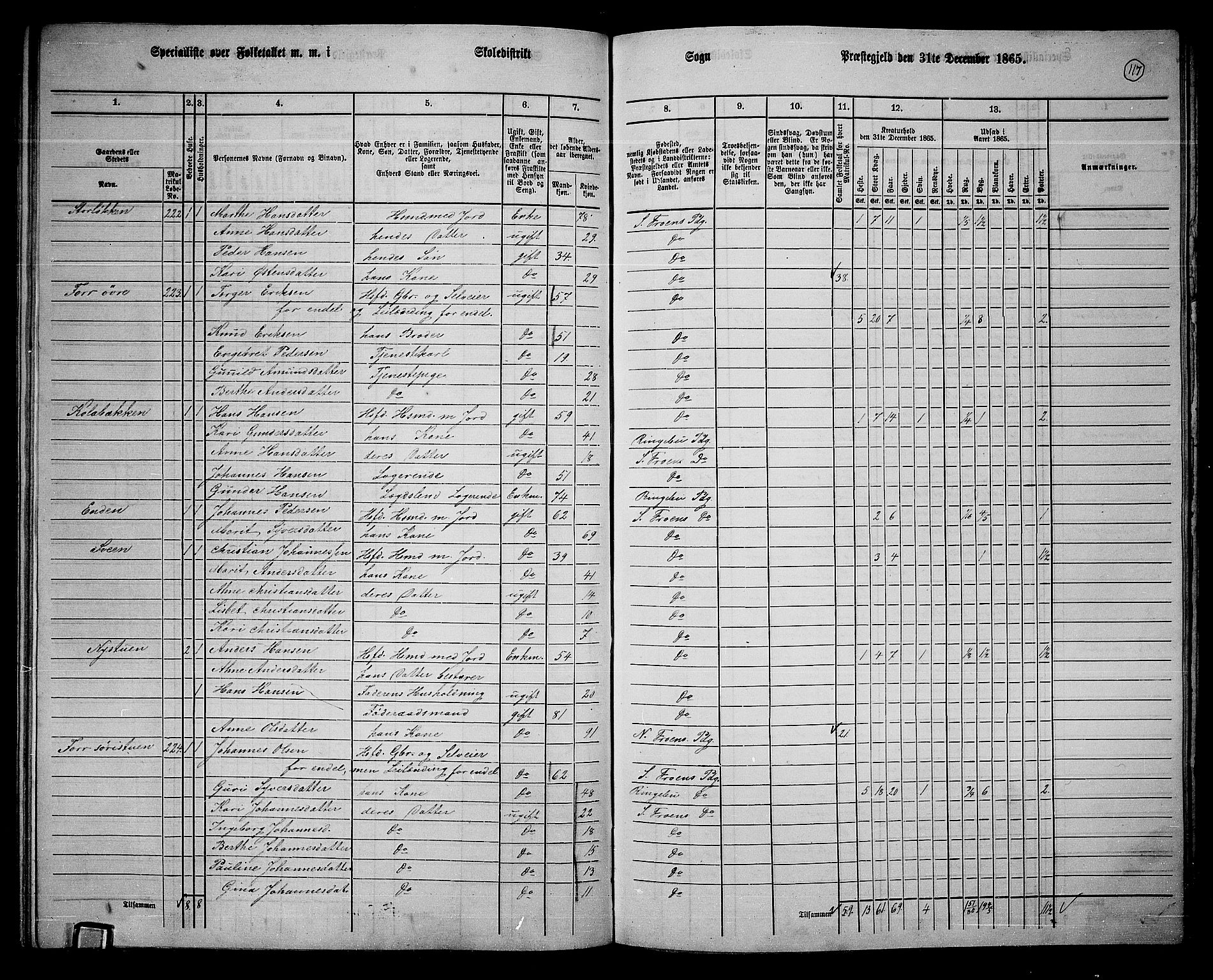 RA, 1865 census for Sør-Fron, 1865, p. 92