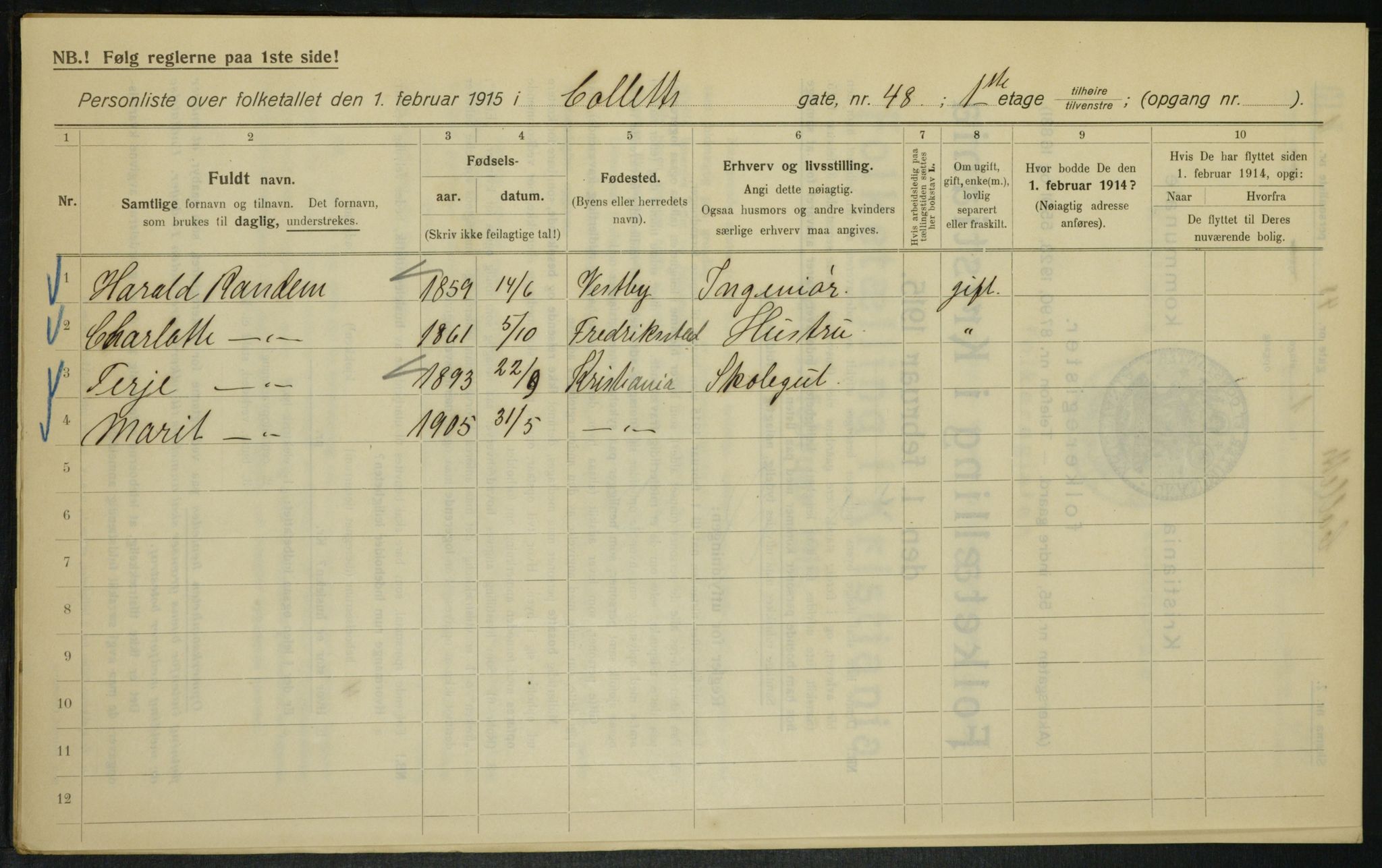 OBA, Municipal Census 1915 for Kristiania, 1915, p. 13272