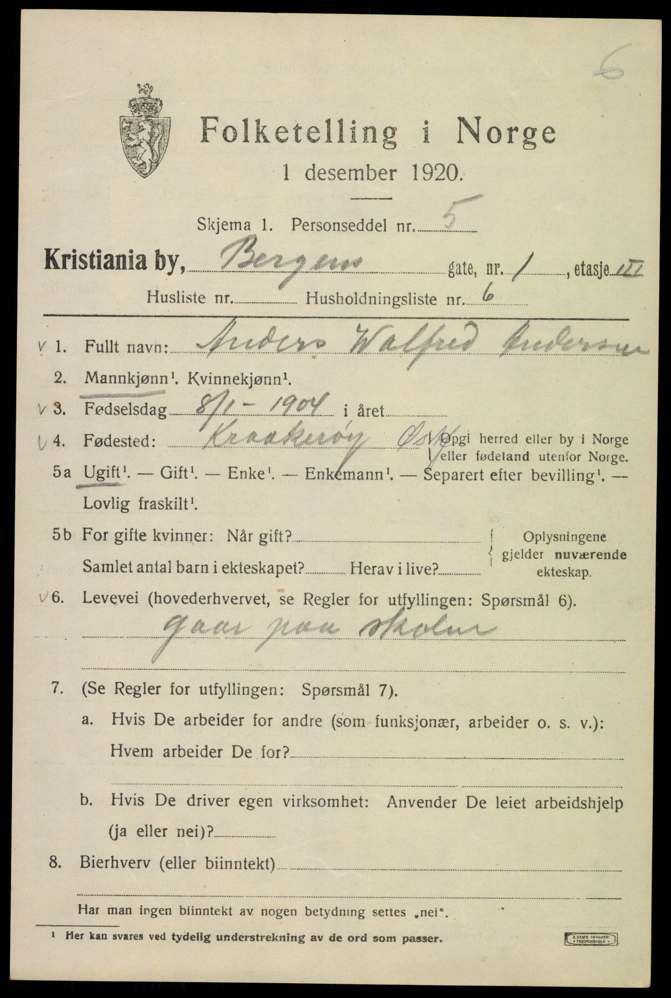 SAO, 1920 census for Kristiania, 1920, p. 152079