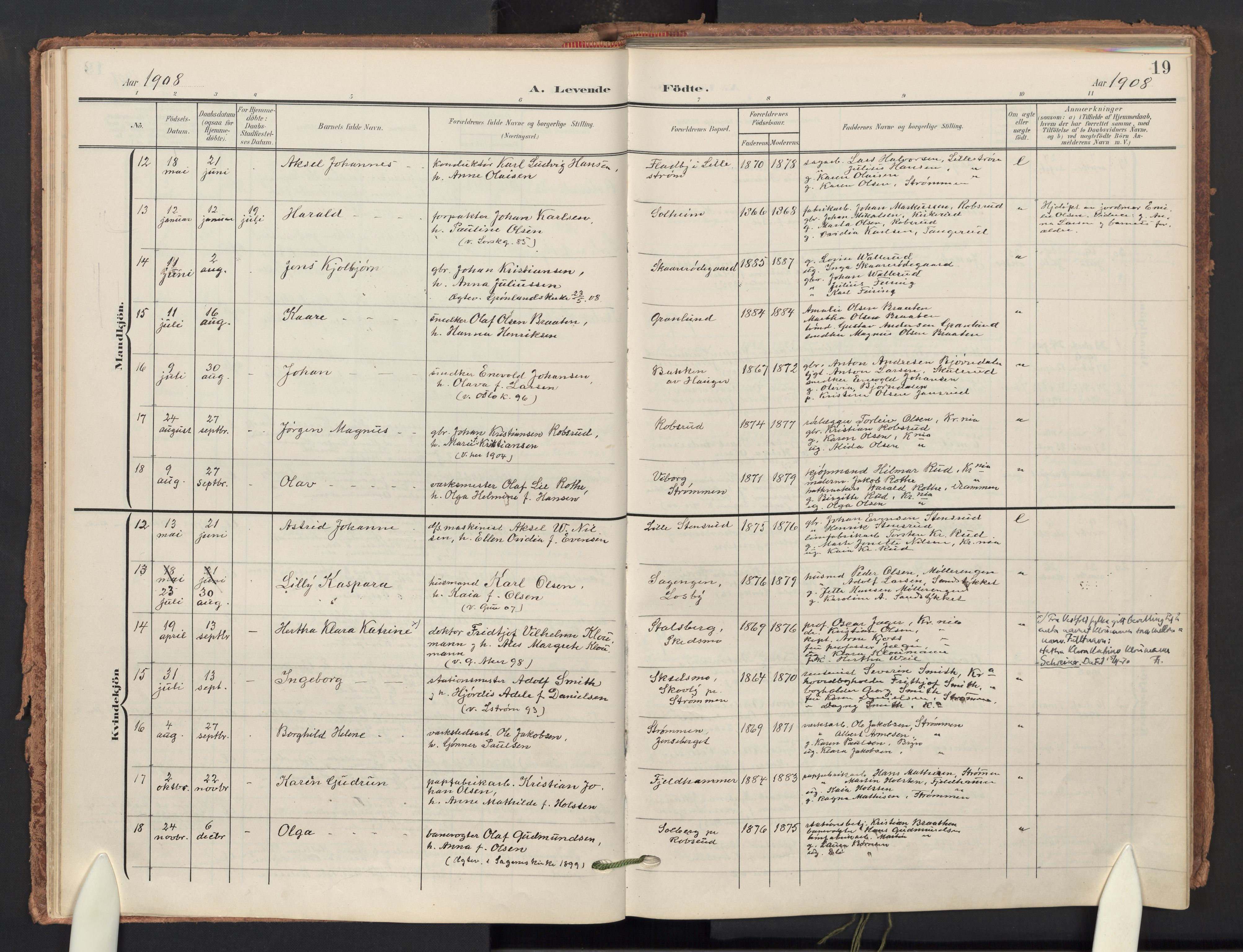 Skedsmo prestekontor Kirkebøker, AV/SAO-A-10033a/F/Fb/L0002: Parish register (official) no. II 2, 1902-1921, p. 19