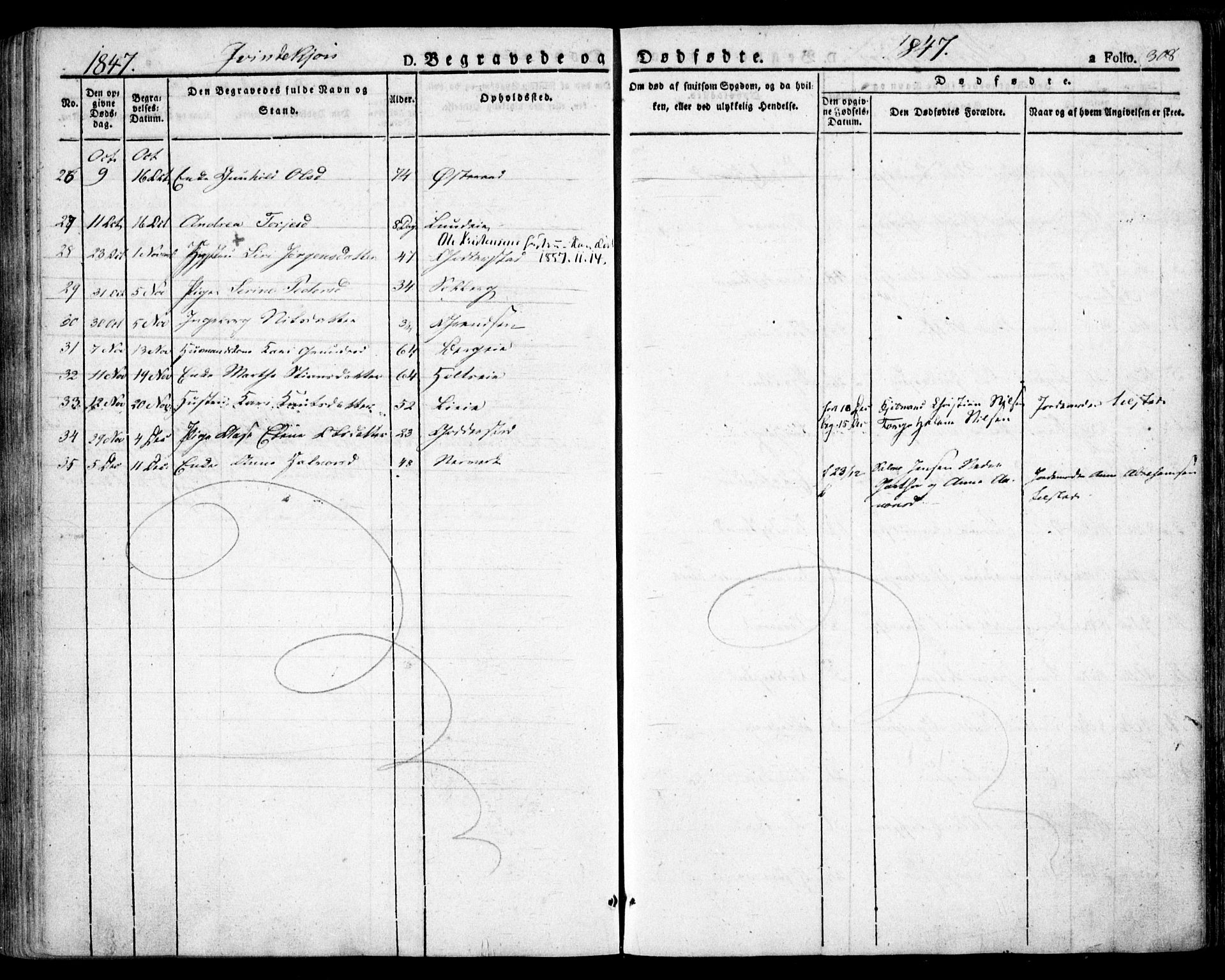 Holt sokneprestkontor, AV/SAK-1111-0021/F/Fa/L0007: Parish register (official) no. A 7, 1836-1848, p. 308