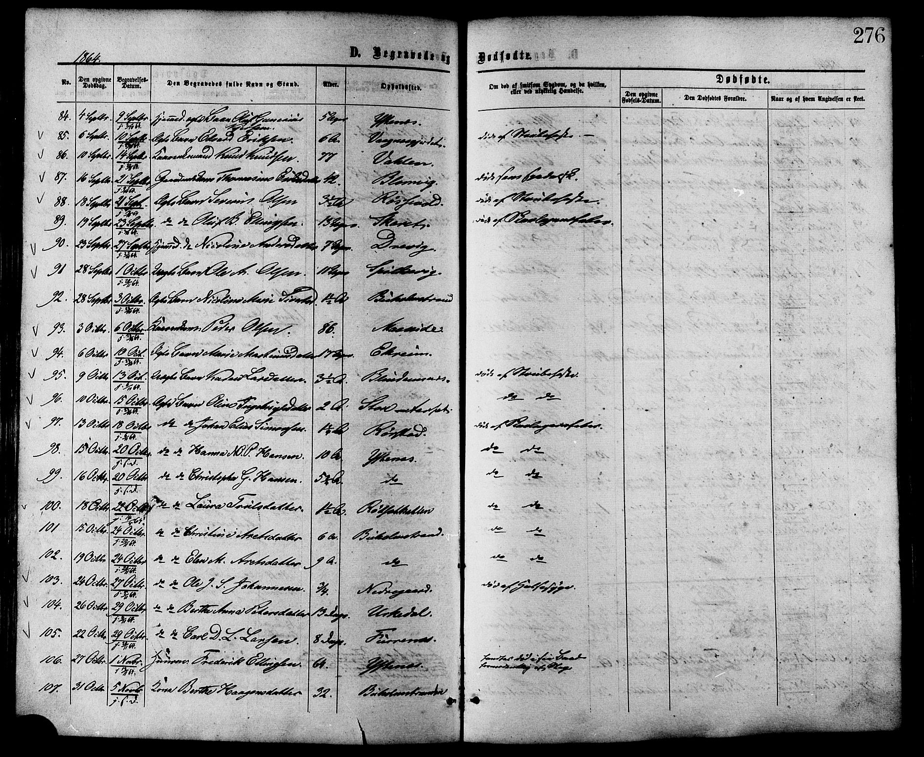 Ministerialprotokoller, klokkerbøker og fødselsregistre - Møre og Romsdal, SAT/A-1454/528/L0399: Parish register (official) no. 528A10, 1864-1879, p. 276