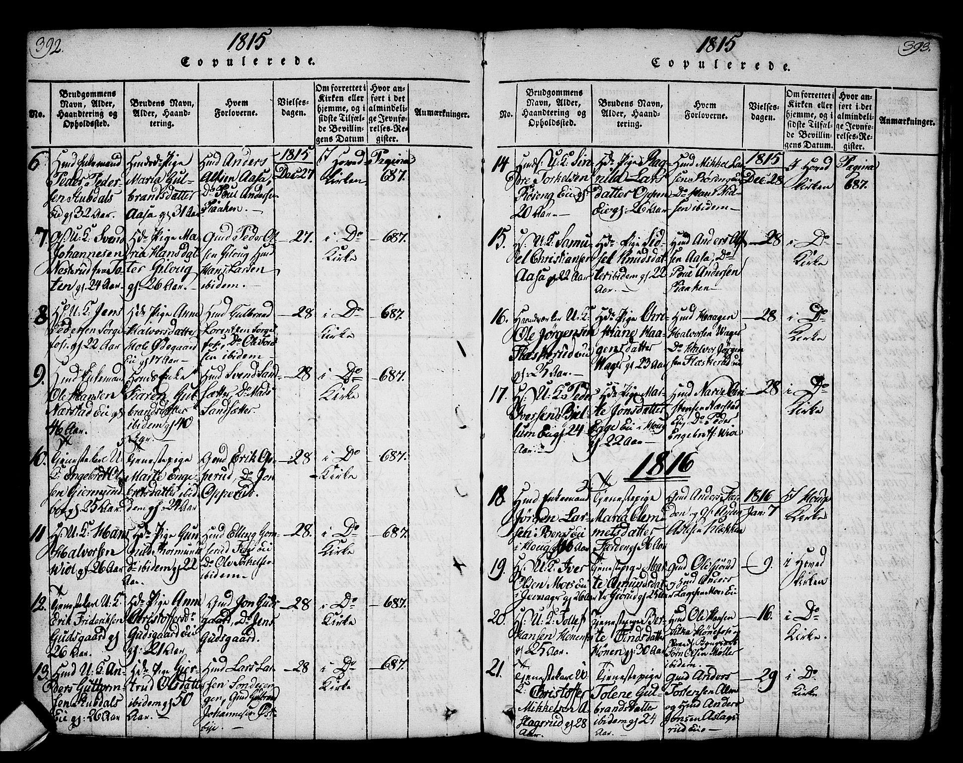 Norderhov kirkebøker, AV/SAKO-A-237/G/Ga/L0002: Parish register (copy) no. I 2, 1814-1867, p. 392-393