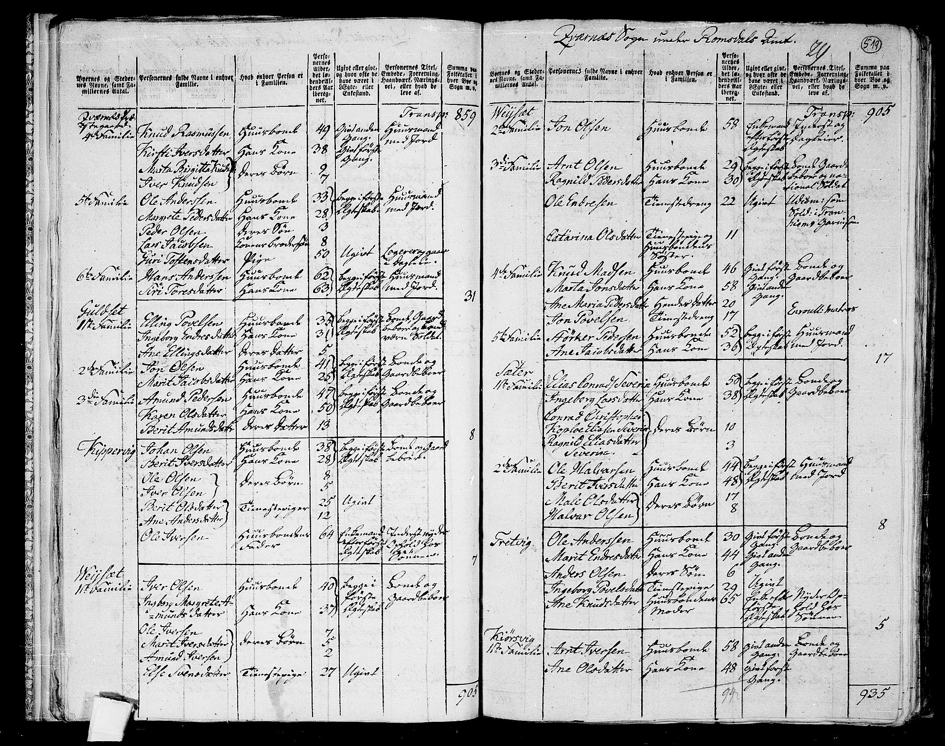 RA, 1801 census for 1553P Kvernes, 1801, p. 518b-519a