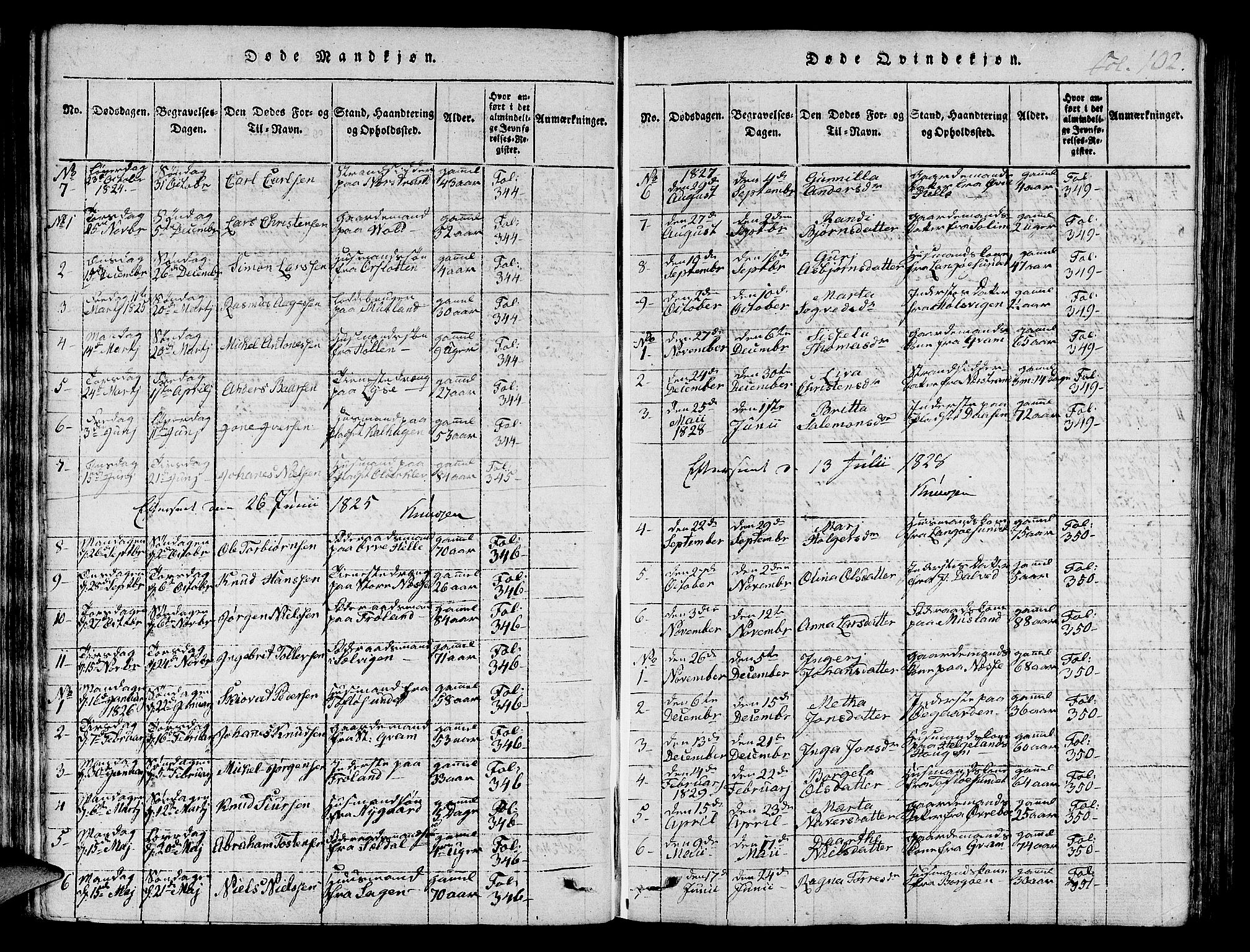 Nedstrand sokneprestkontor, SAST/A-101841/01/IV: Parish register (official) no. A 6, 1816-1838, p. 102