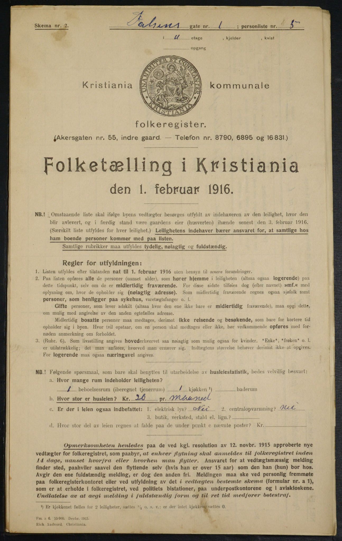 OBA, Municipal Census 1916 for Kristiania, 1916, p. 23643