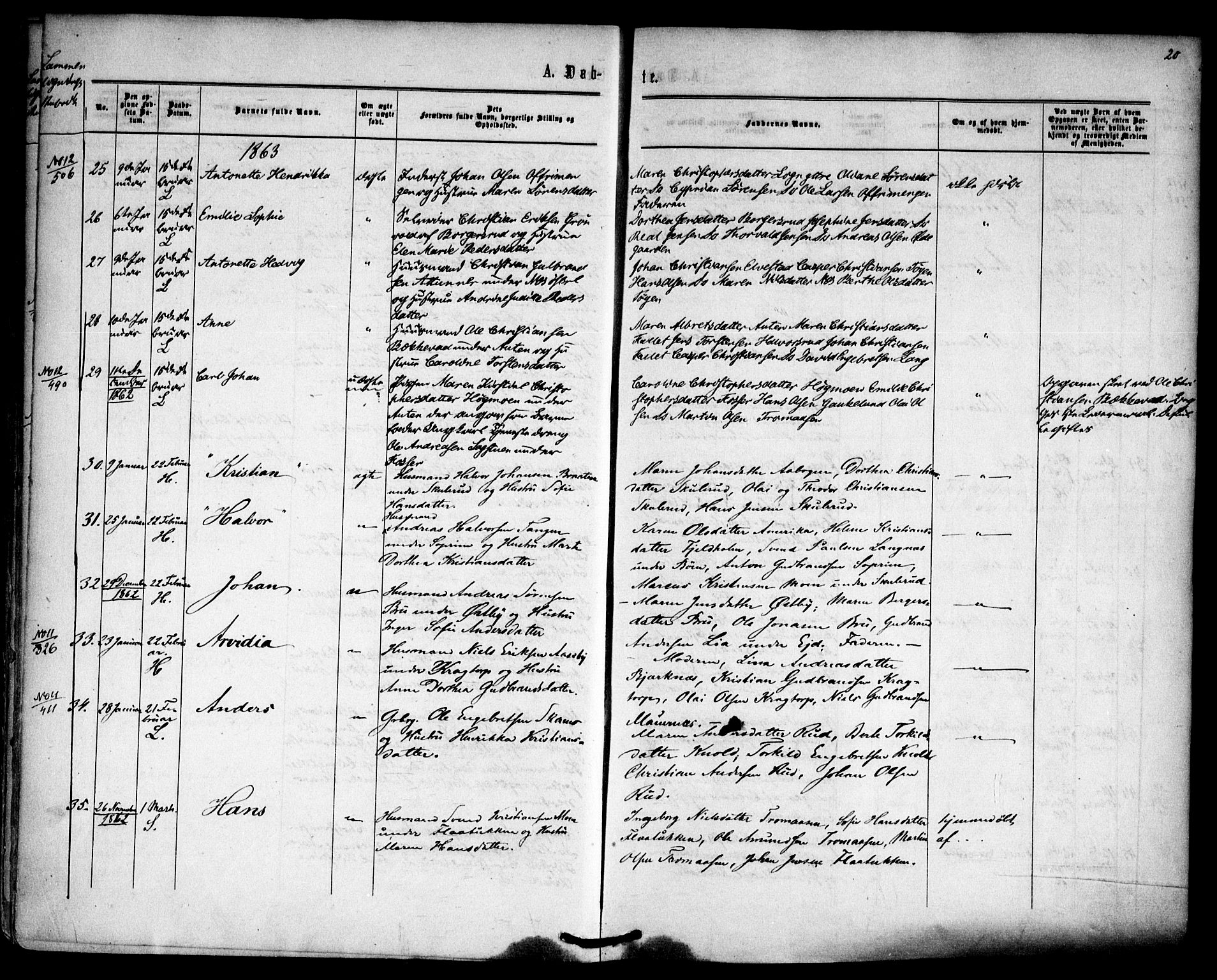 Høland prestekontor Kirkebøker, AV/SAO-A-10346a/F/Fa/L0011: Parish register (official) no. I 11, 1862-1869, p. 20